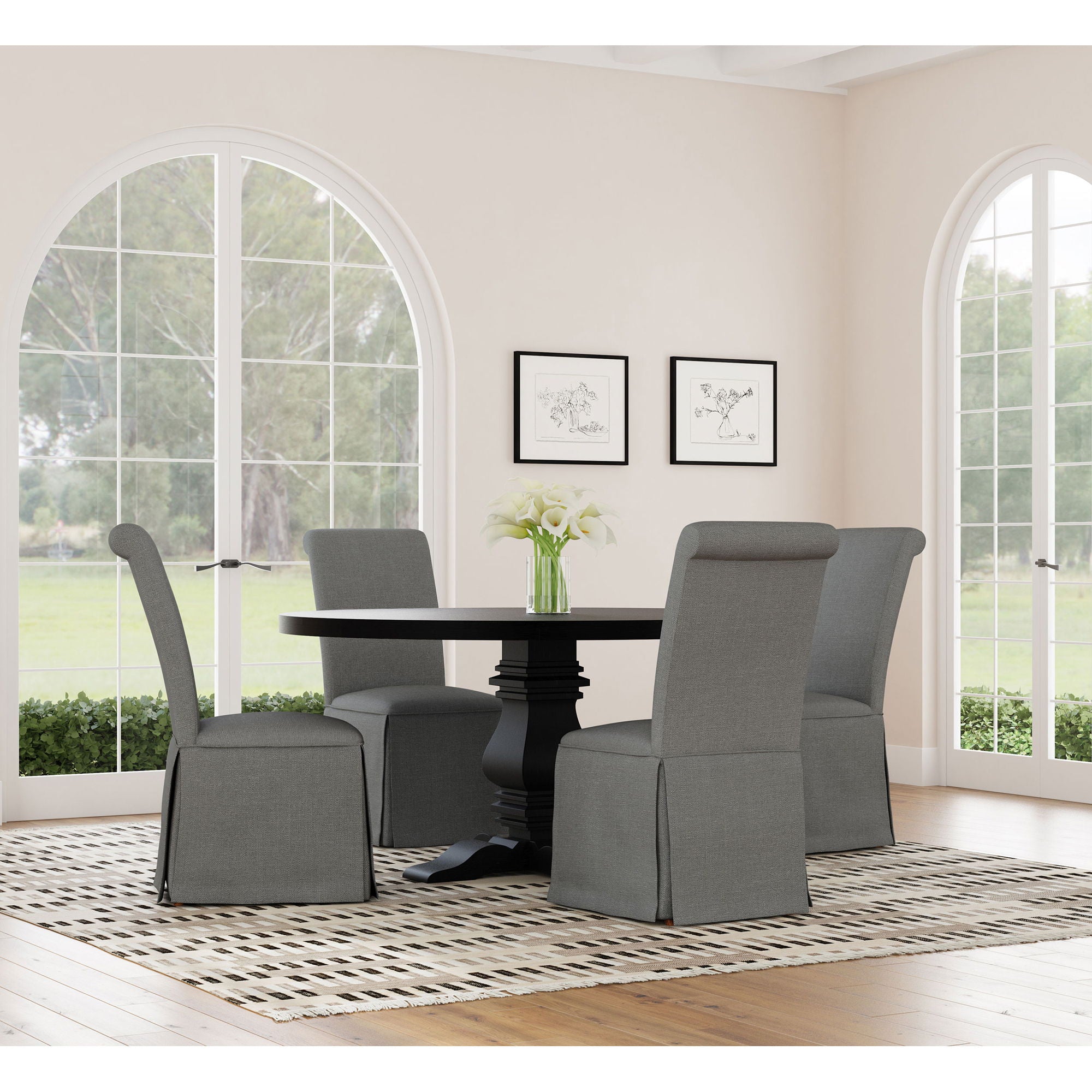 Allende - Round Dining Pedestal Table With Carved Base - Black