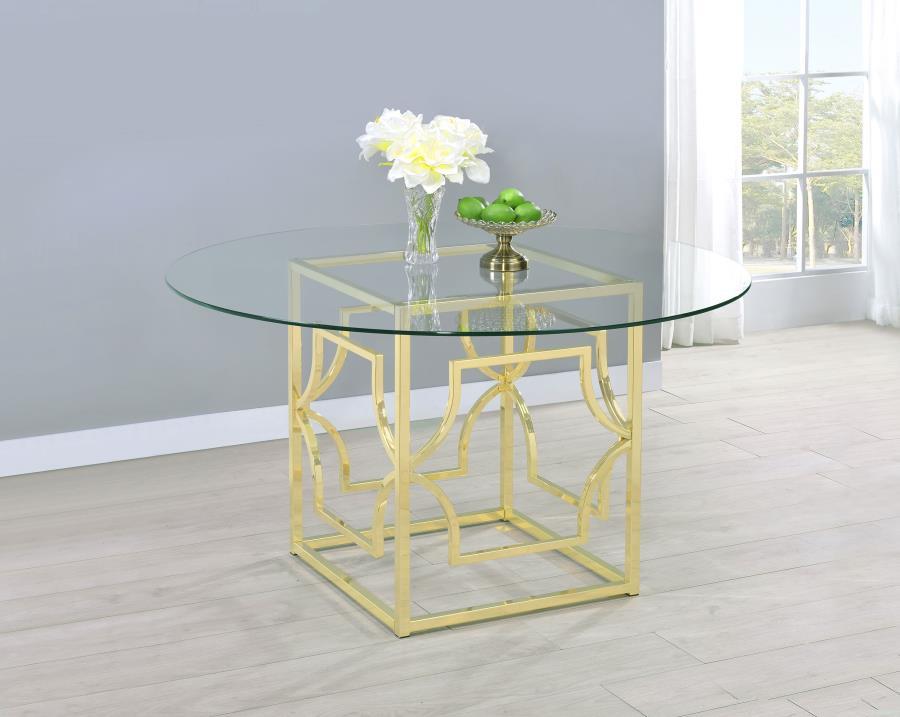 Coaster Fine Furniture Starlight - Round Glass Top Metal Dining Table | Meri Furniture