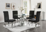 ACME Ornat - Dining Table - Clear Glass, Mirrored & Faux Diamonds - 30" | Meri Furniture