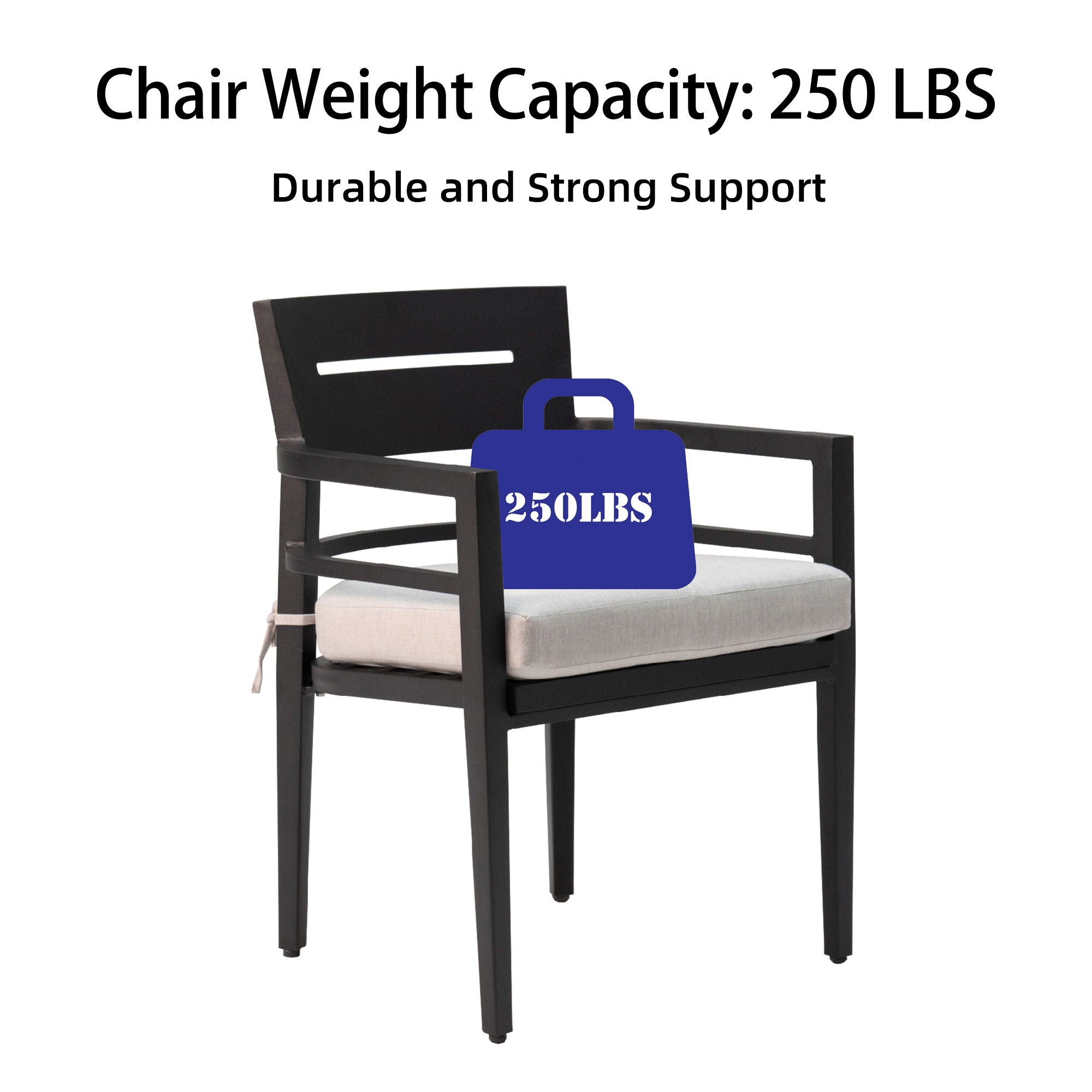 Outdoor Modern Dining Set, Chairs Sunbrella Cushioned And Dining Table With Umbrella Hole