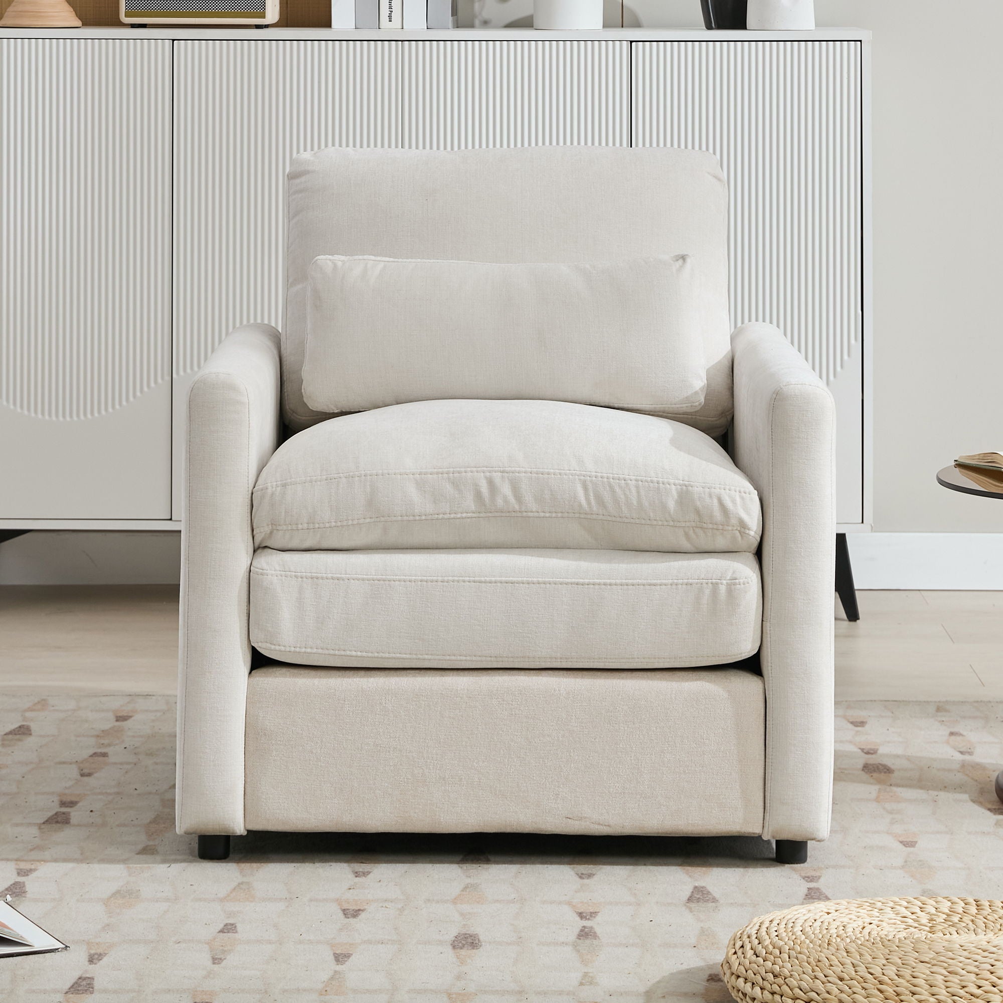 Cozy Upholstered Plush Cushion Armchair For Living Room