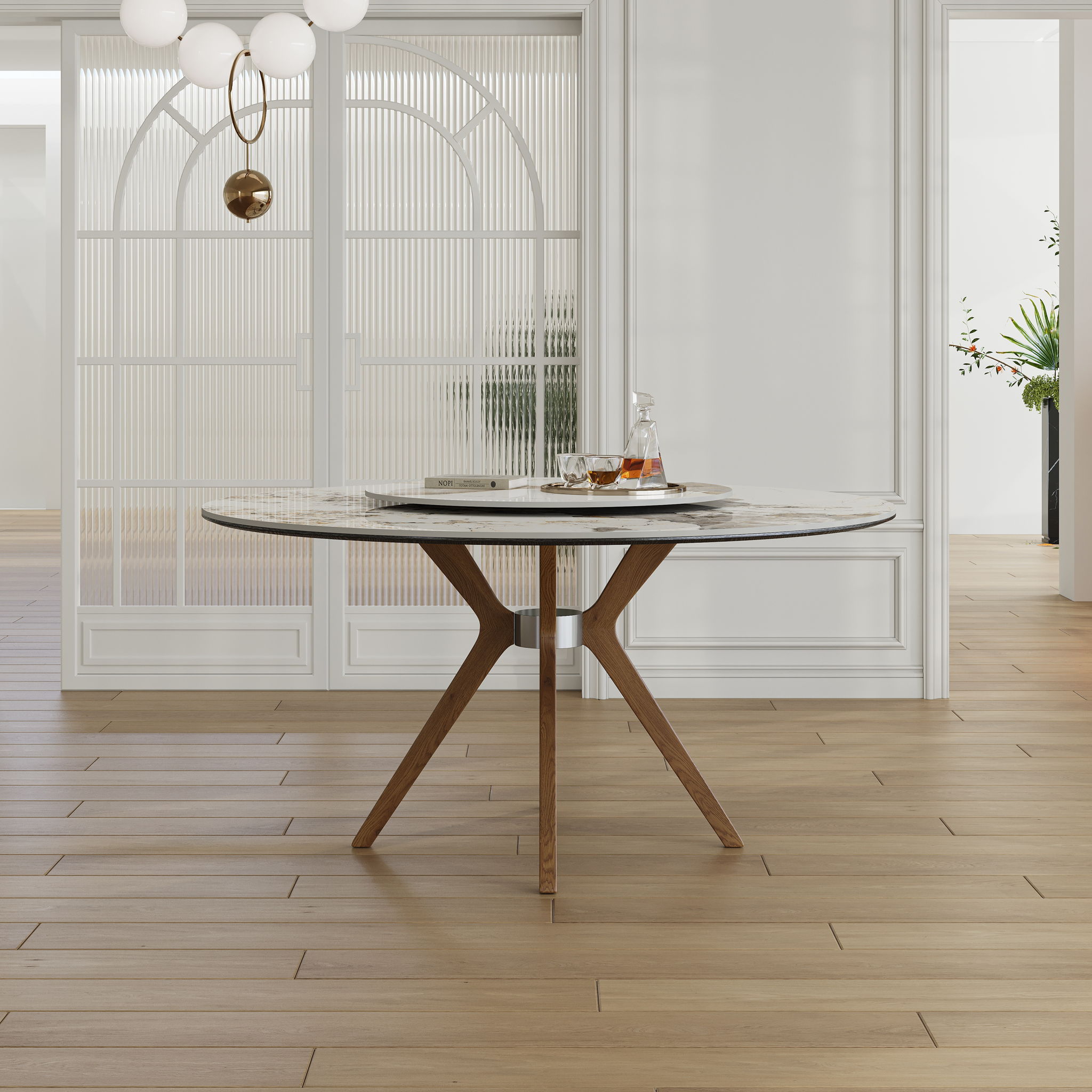 Modern Sintered Stone Dining Table Set With Chairs