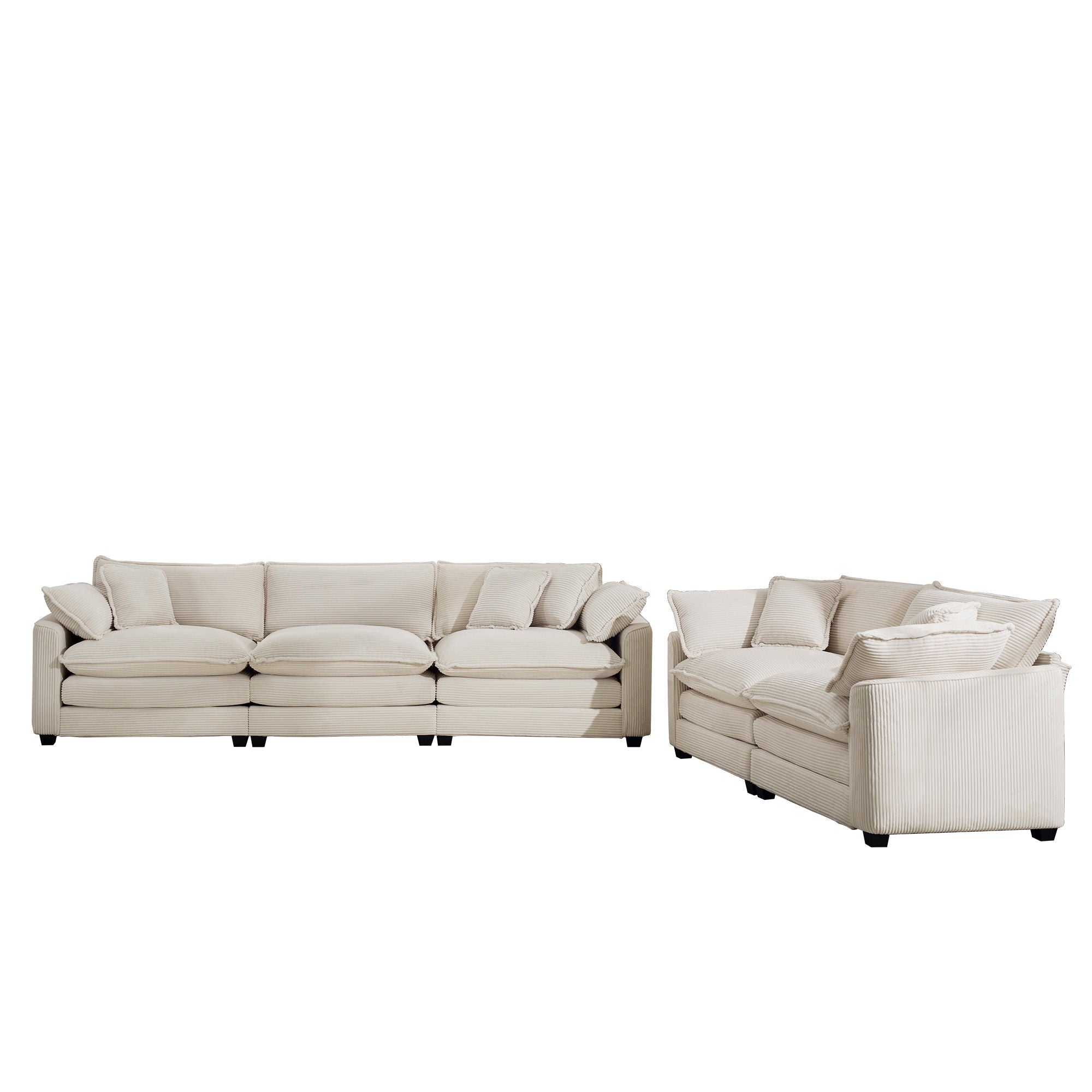 Elegant Corduroy Oversized Sectional Sofa Set With Deep Seats And Flexible Layout