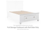 Fortman - Full Storage Footboard With Roll Slats - White