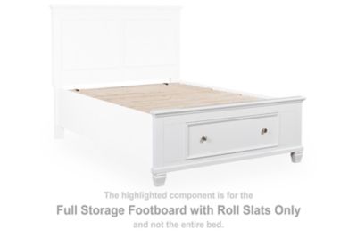 Fortman - Full Storage Footboard With Roll Slats - White