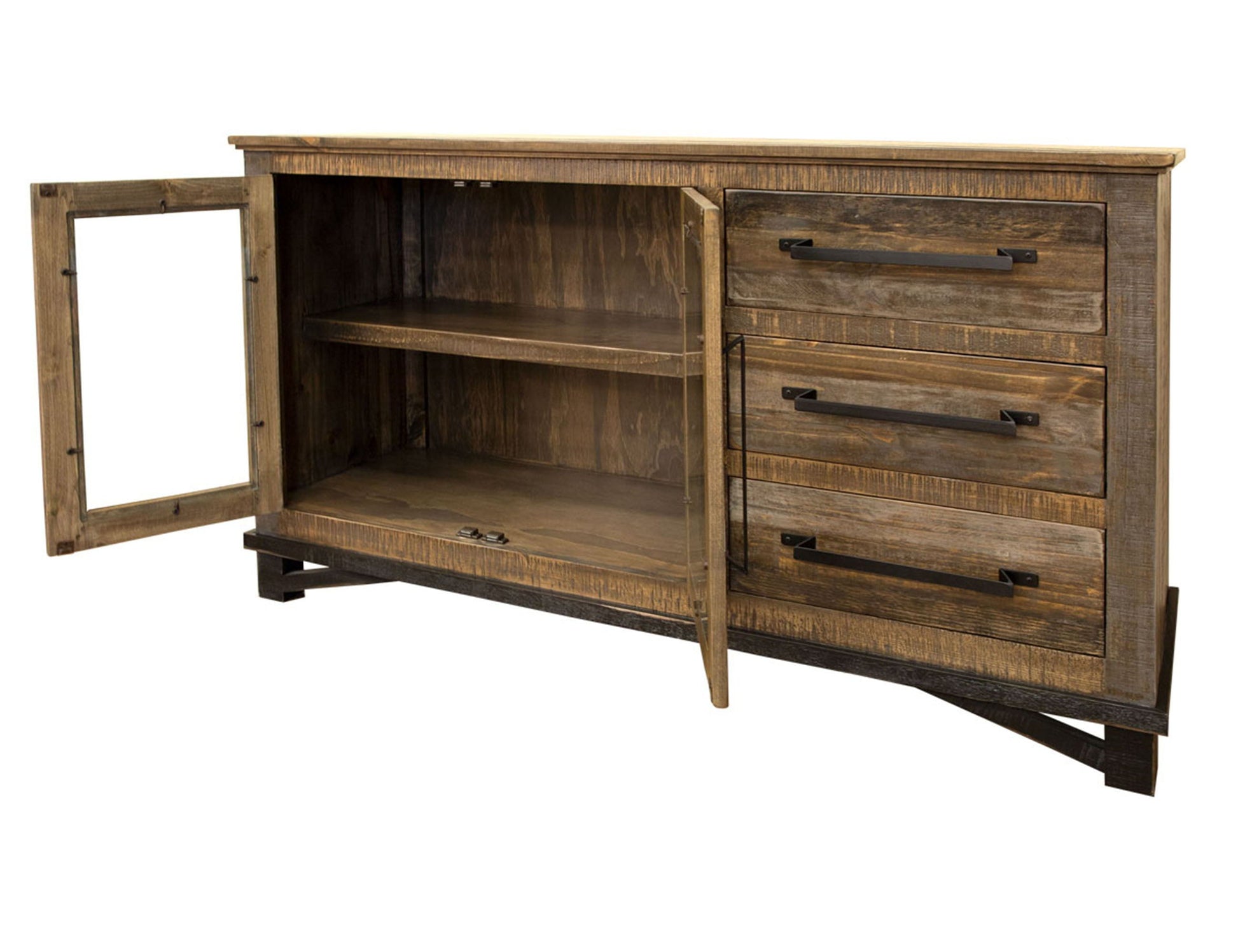 International Furniture Direct Loft Brown - 60” Buffet With 3 Drawer / 2 Doors - Two Tone Gray / Brown | Meri Furniture