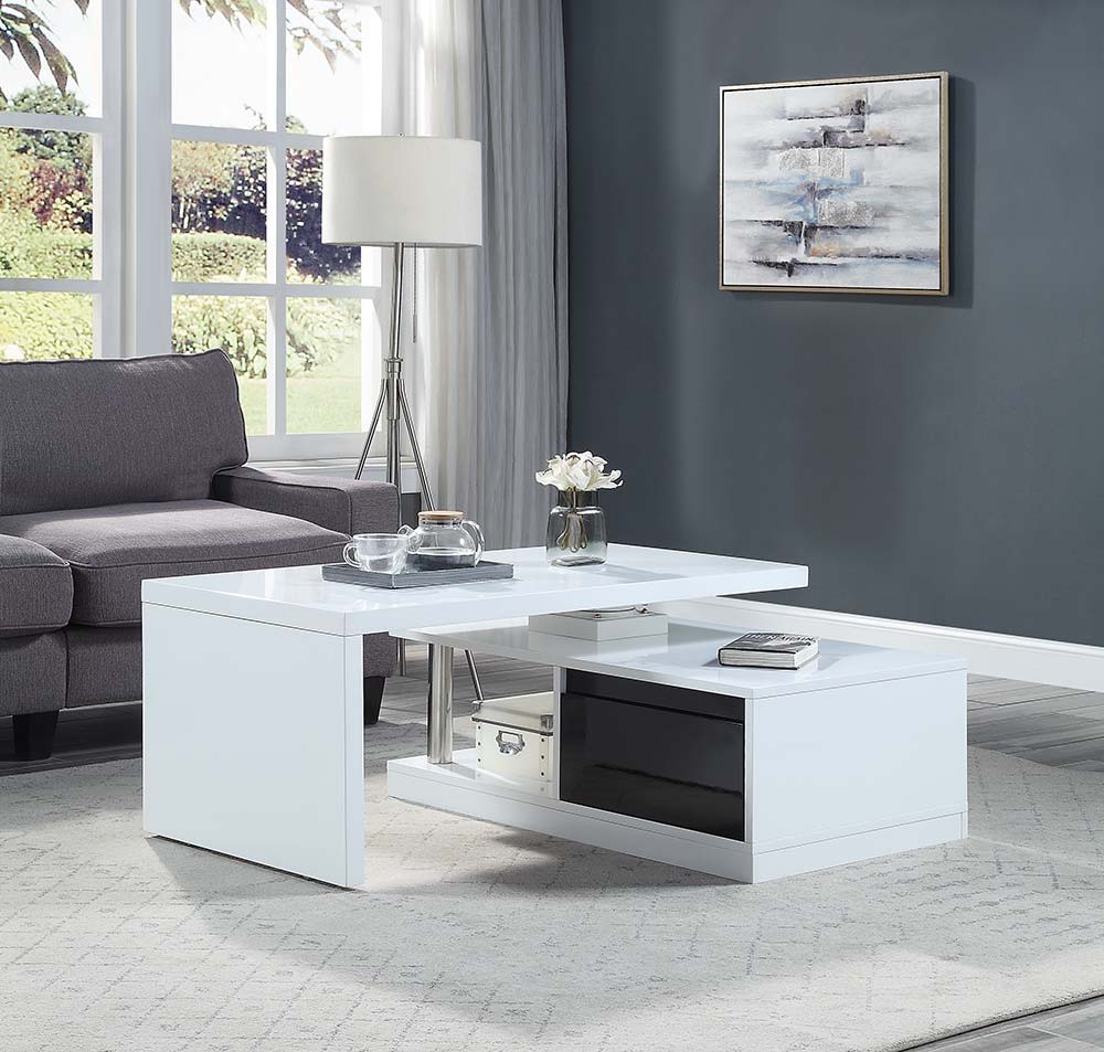 ACME Buck II - Coffee Table - White & Black High Gloss Finish | Meri Furniture
