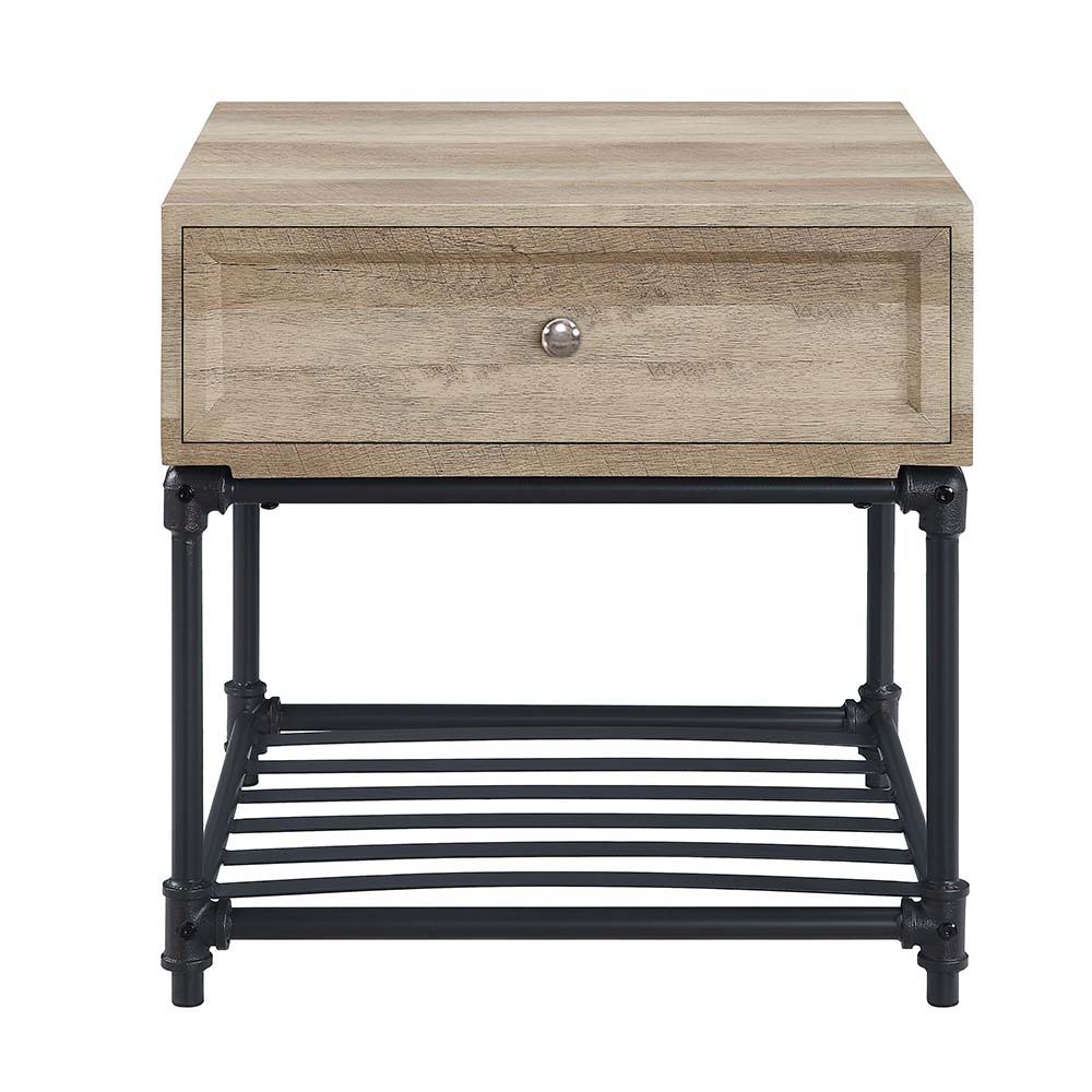 ACME Brantley - End Table - Oak & Sandy Black Finish - 22" | Meri Furniture