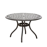 Tranquilius - Outdoor Round Dining Table With Lattice Tabletop, Umbrella Hole And Curved Legs