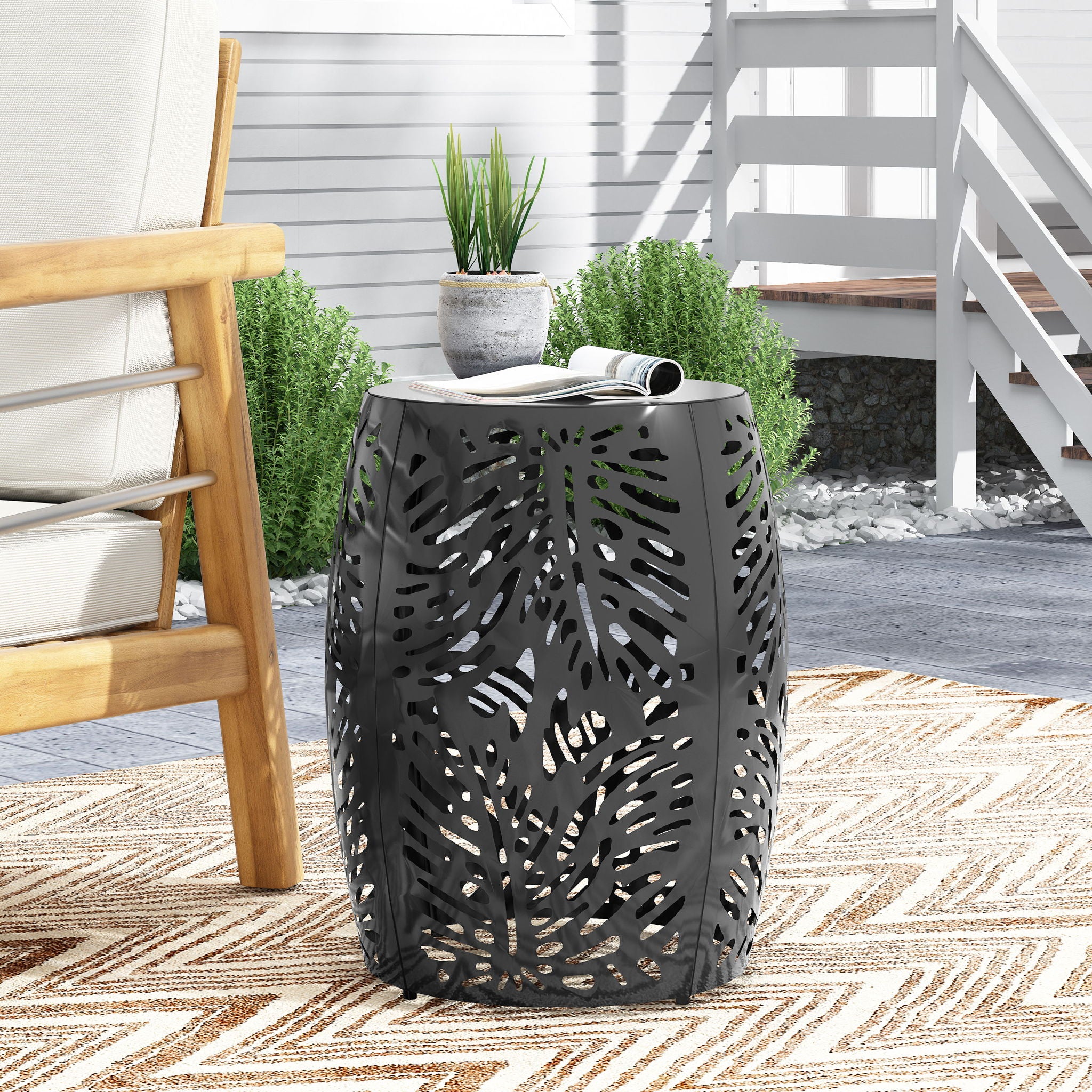 Modern Design Metal End Table, Large