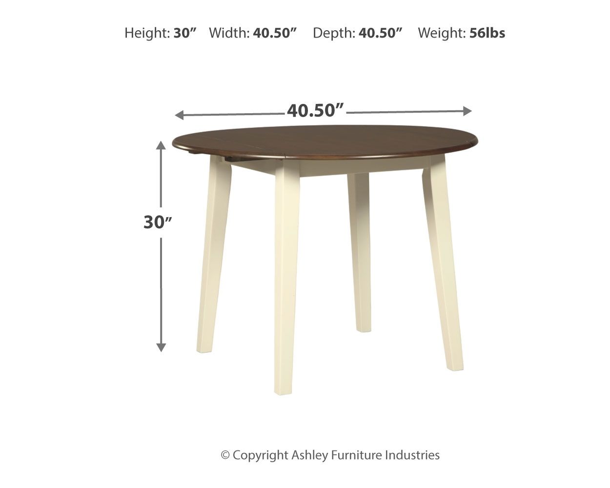 Signature Design by Ashley® Woodanville - Cream / Brown - Round Drm Drop Leaf Table | Meri Furniture