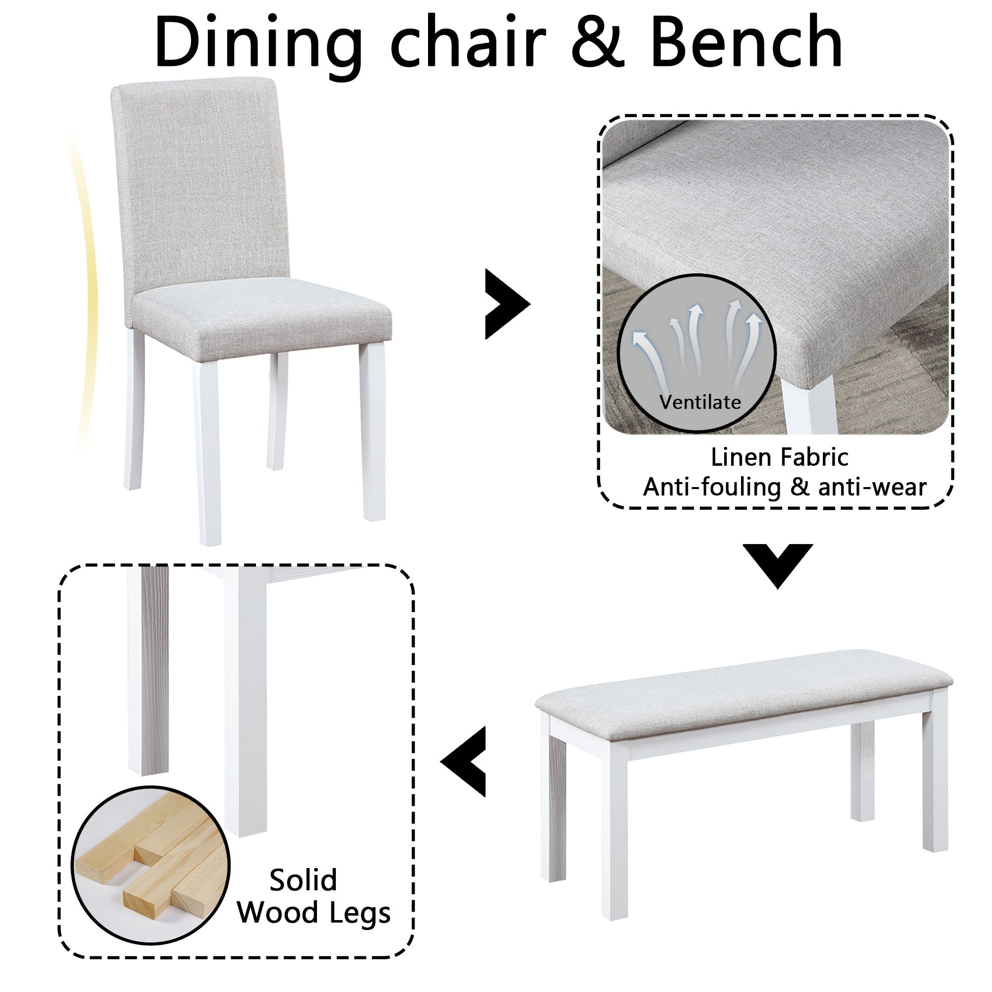 Dining Table Set With Crystal Decoration And Upholstered Chairs