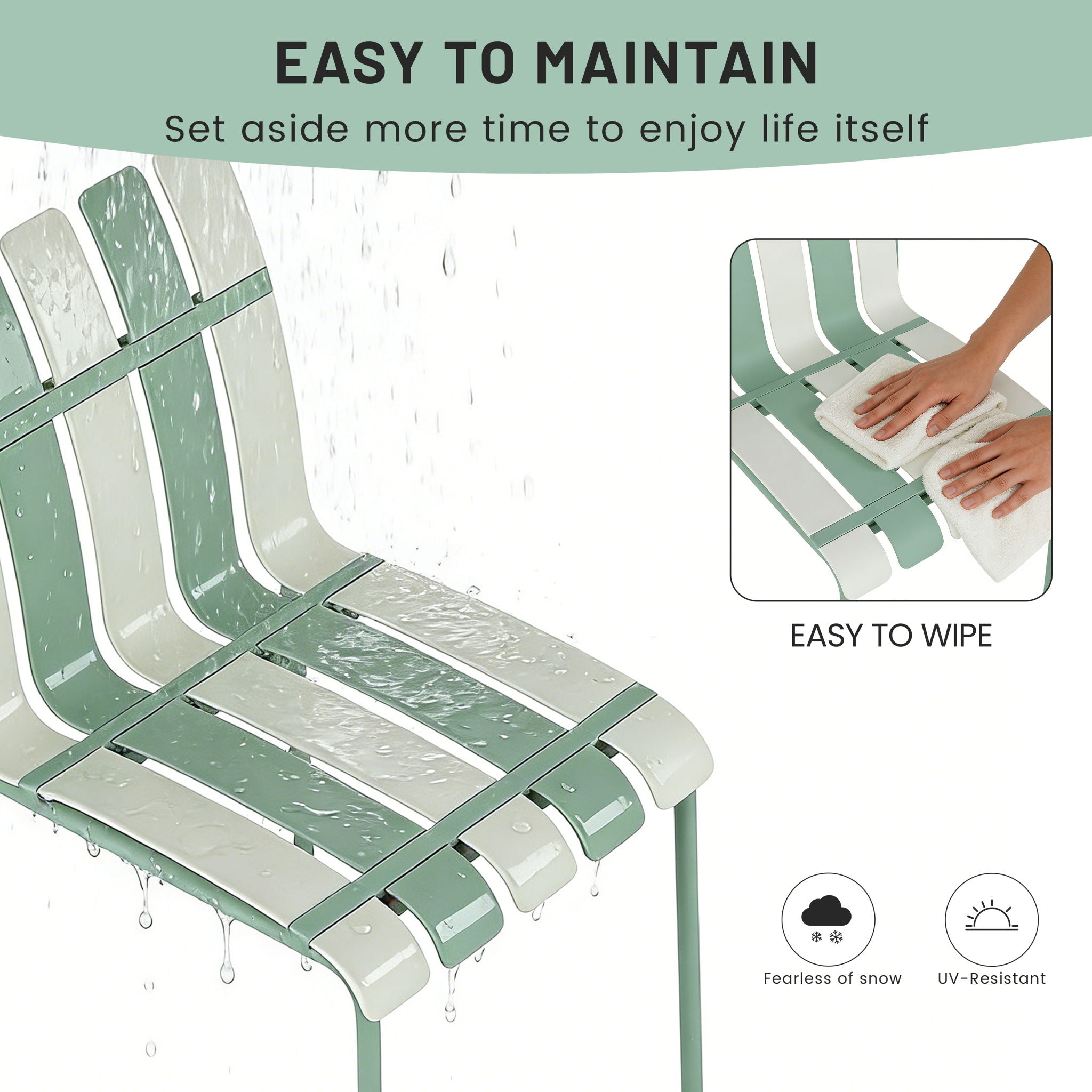 4 Piece Set Of Modern Color Block Designed Single Chairs With Long Table