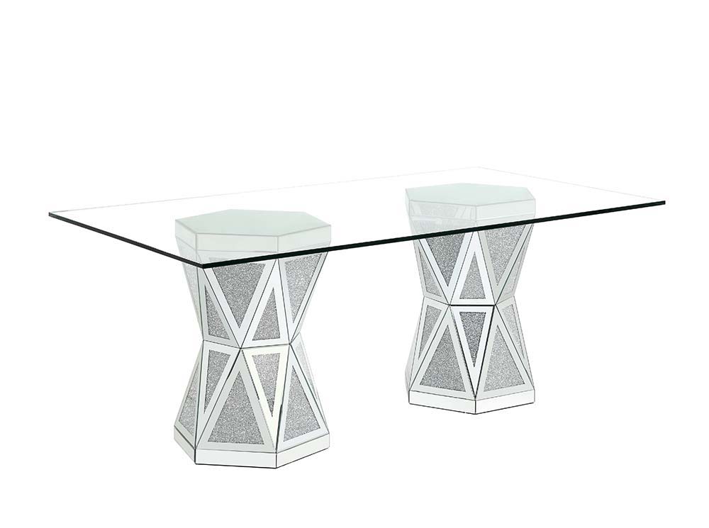 ACME Noralie - Dining Table - Mirrored - Glass | Meri Furniture