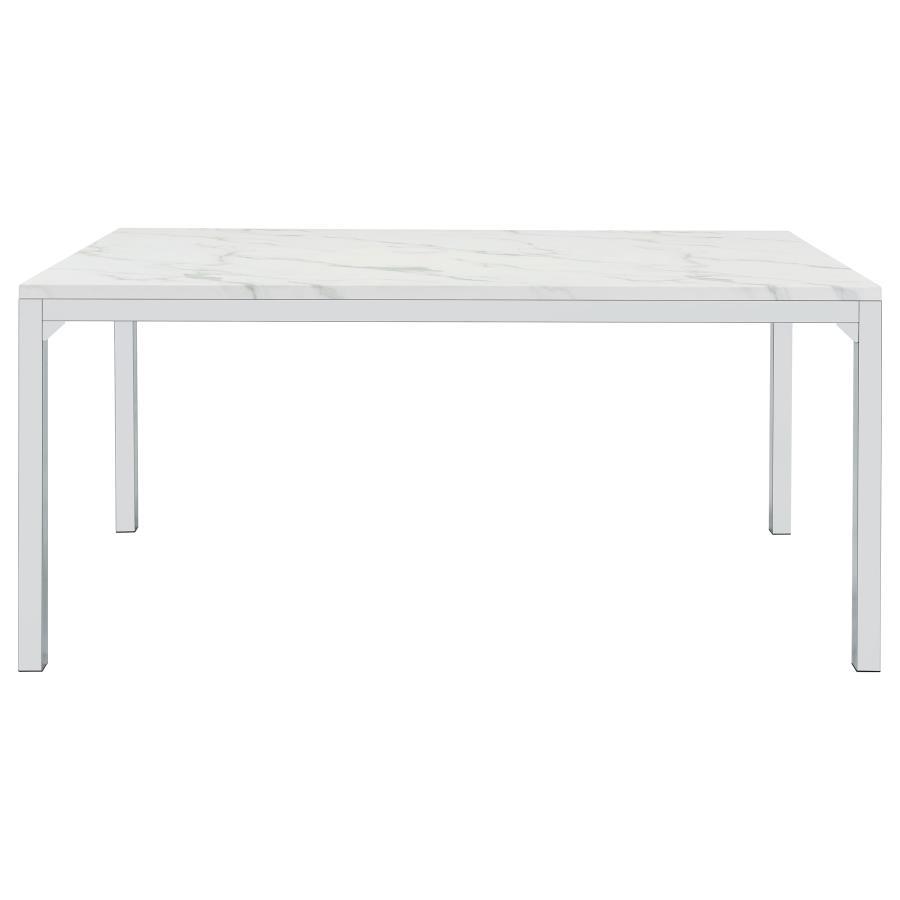 Coaster Fine Furniture Athena - Rectangular Faux Marble Dining Table - Chrome | Meri Furniture