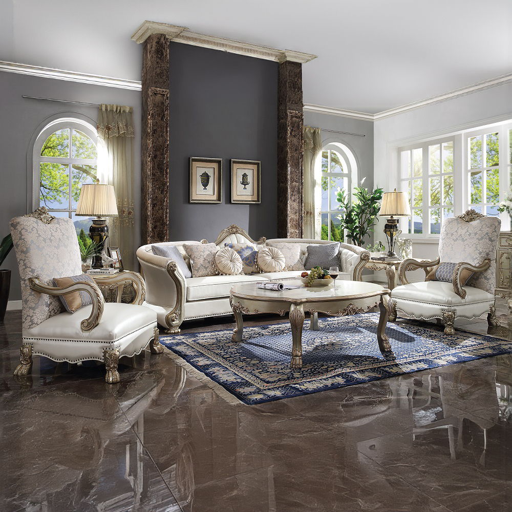 Dresden II - Coffee Table - Gold Patina & Bone