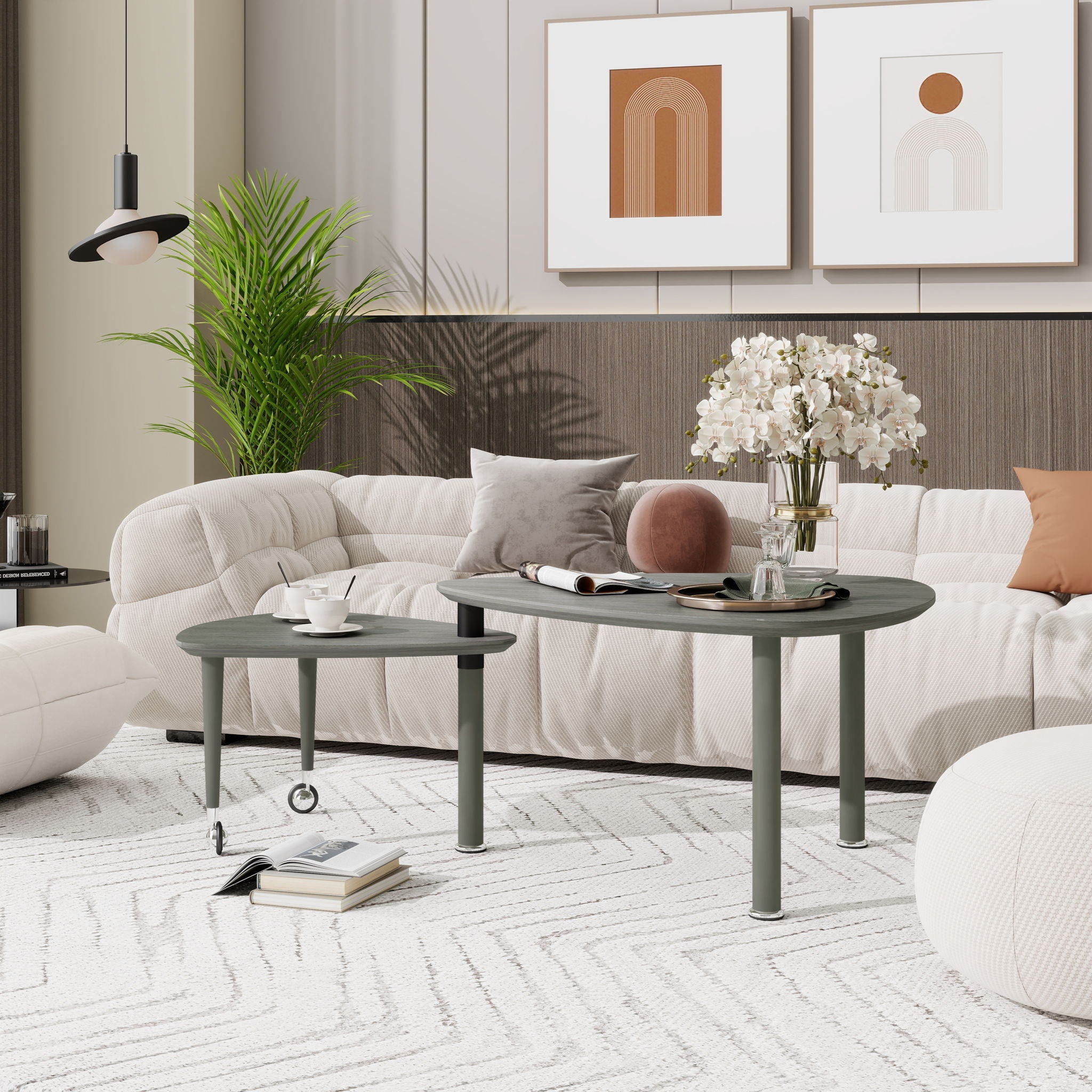 360 Degree Rotatable Coffee Table With Solid Legs