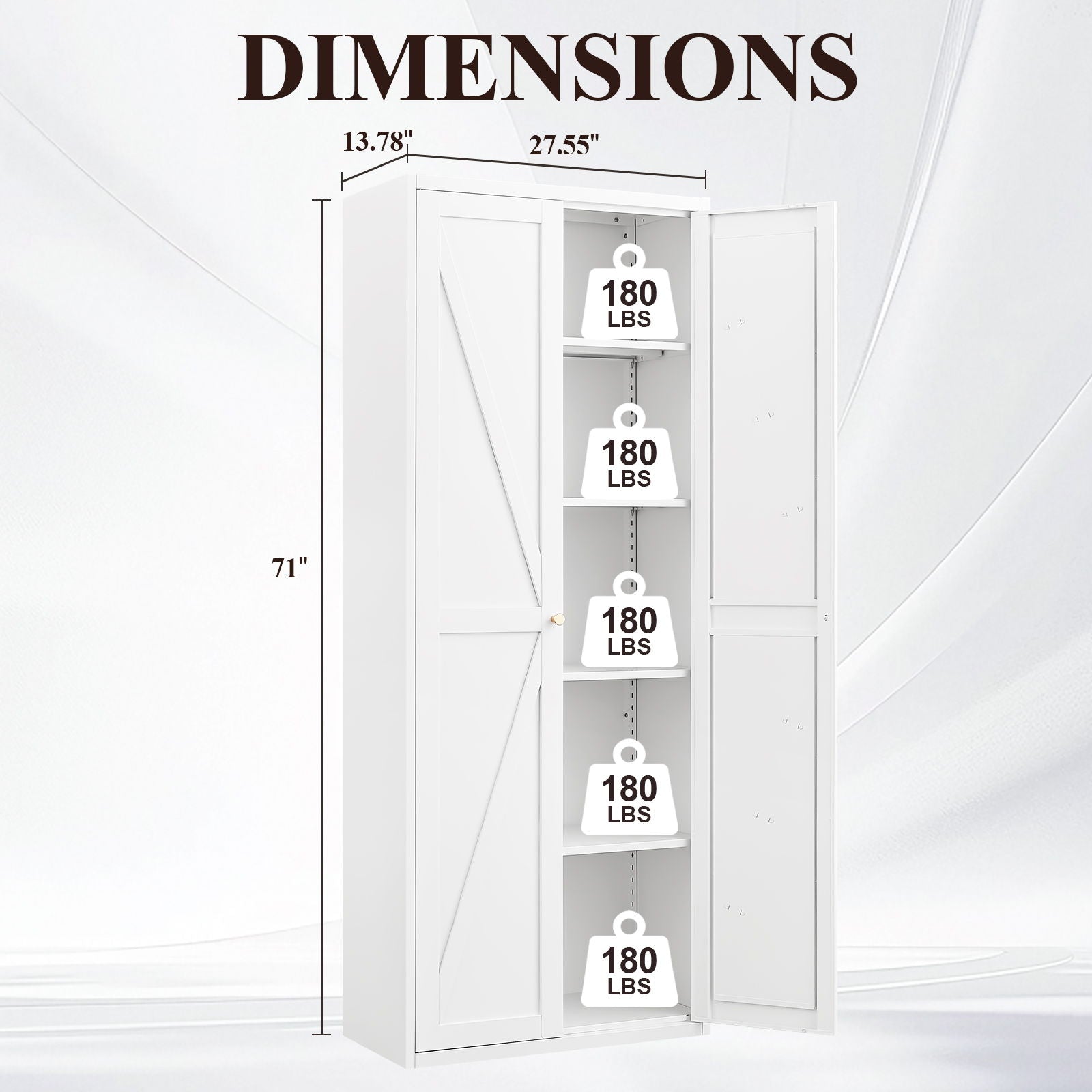 Adjustable 2 Door Storage Cabinet With Adjustable Shelves