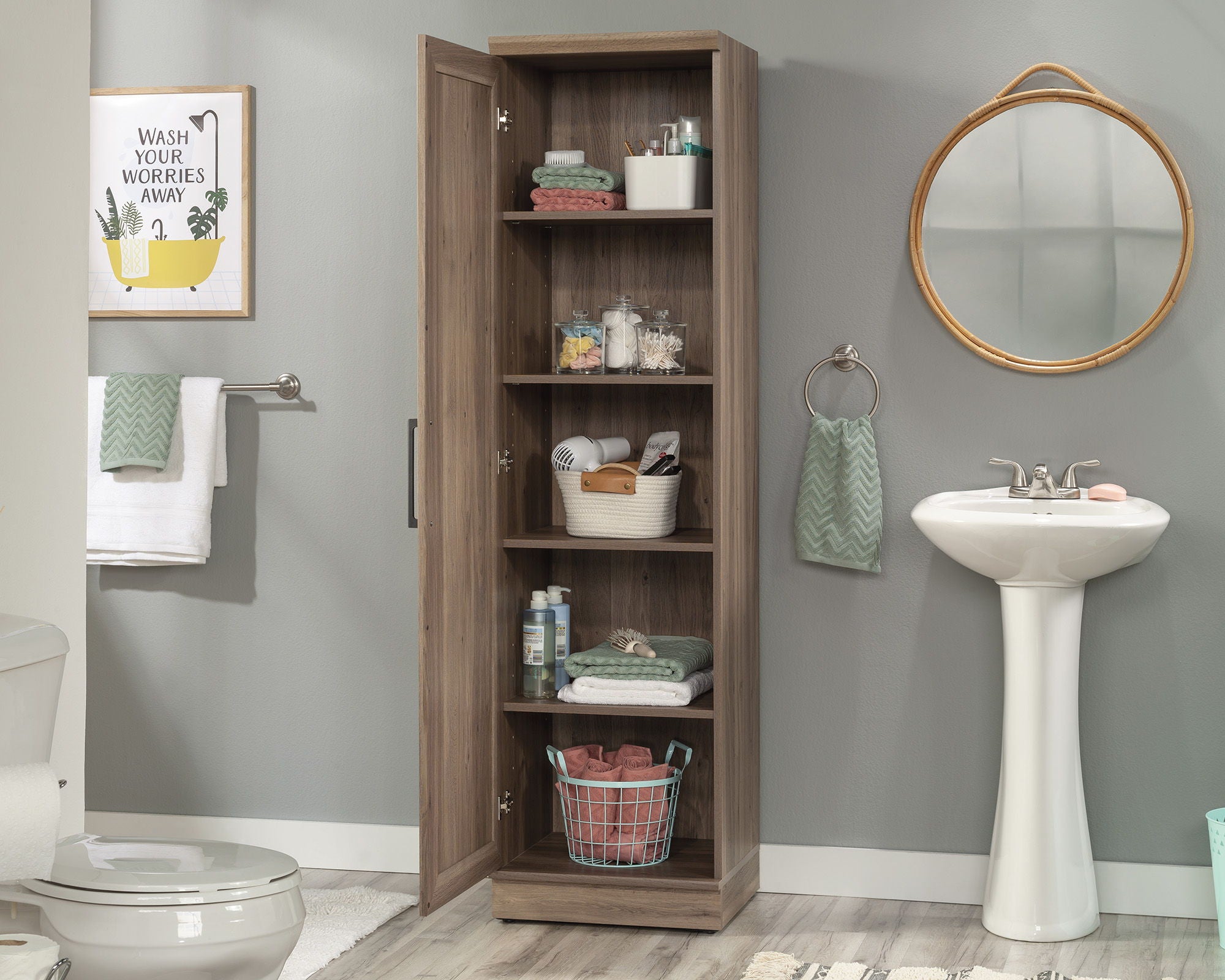Kitchen Storage Cabinet in Salt Oak