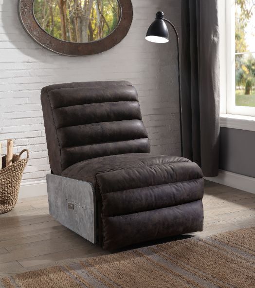 Okzuil - Power Motion Recliner - Two Tone Gray Top Grain Leather & Aluminum