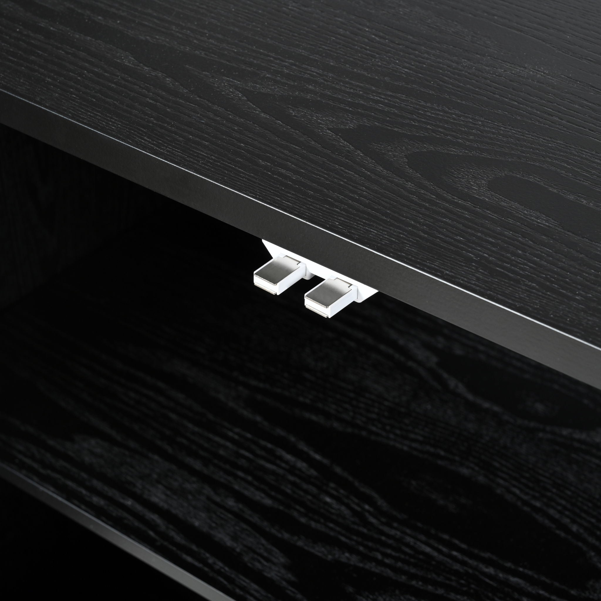 Stylish Storage Cabinet Sideboard With Unique Geometric Circle Door Design - Black