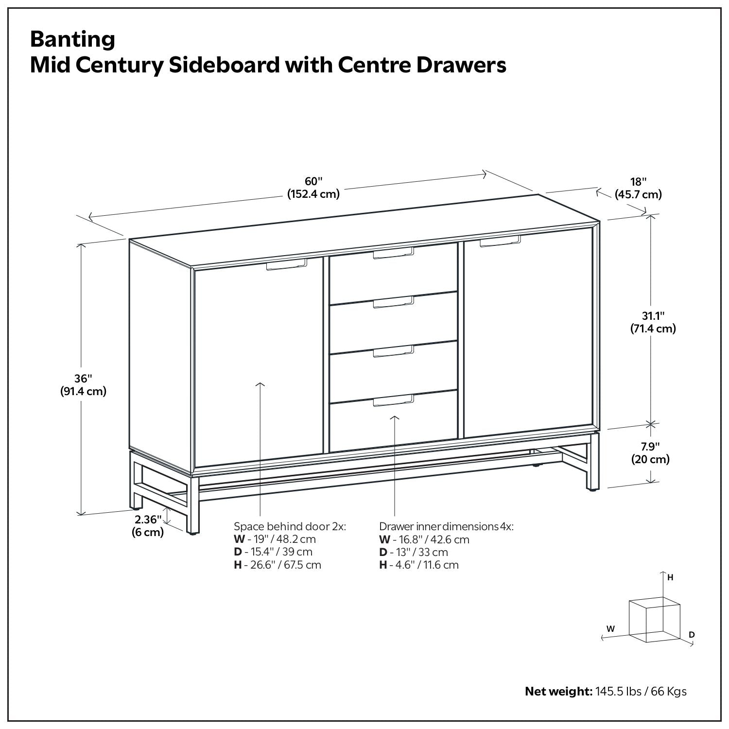 Banting - Sideboard With Centre Drawers