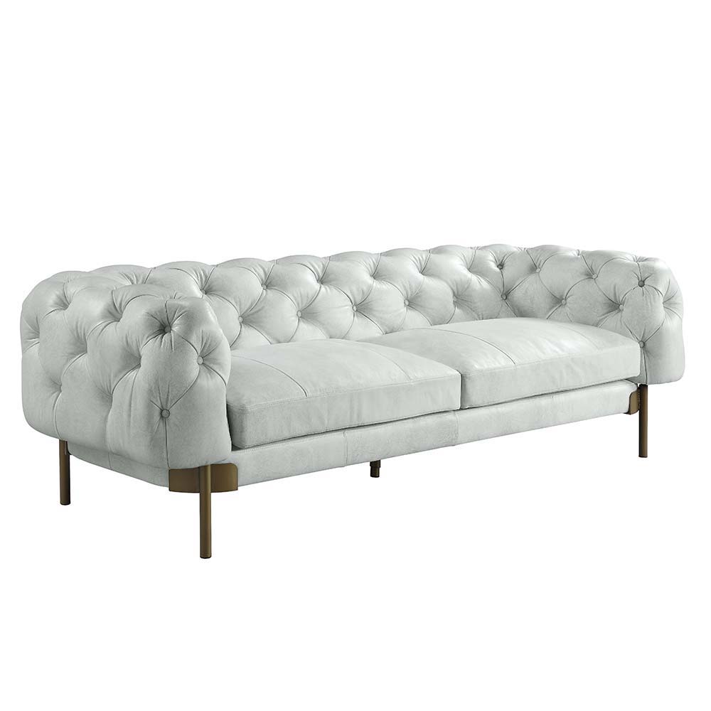 ACME Ragle - Sofa - Vintage White Top Grain Leather | Meri Furniture