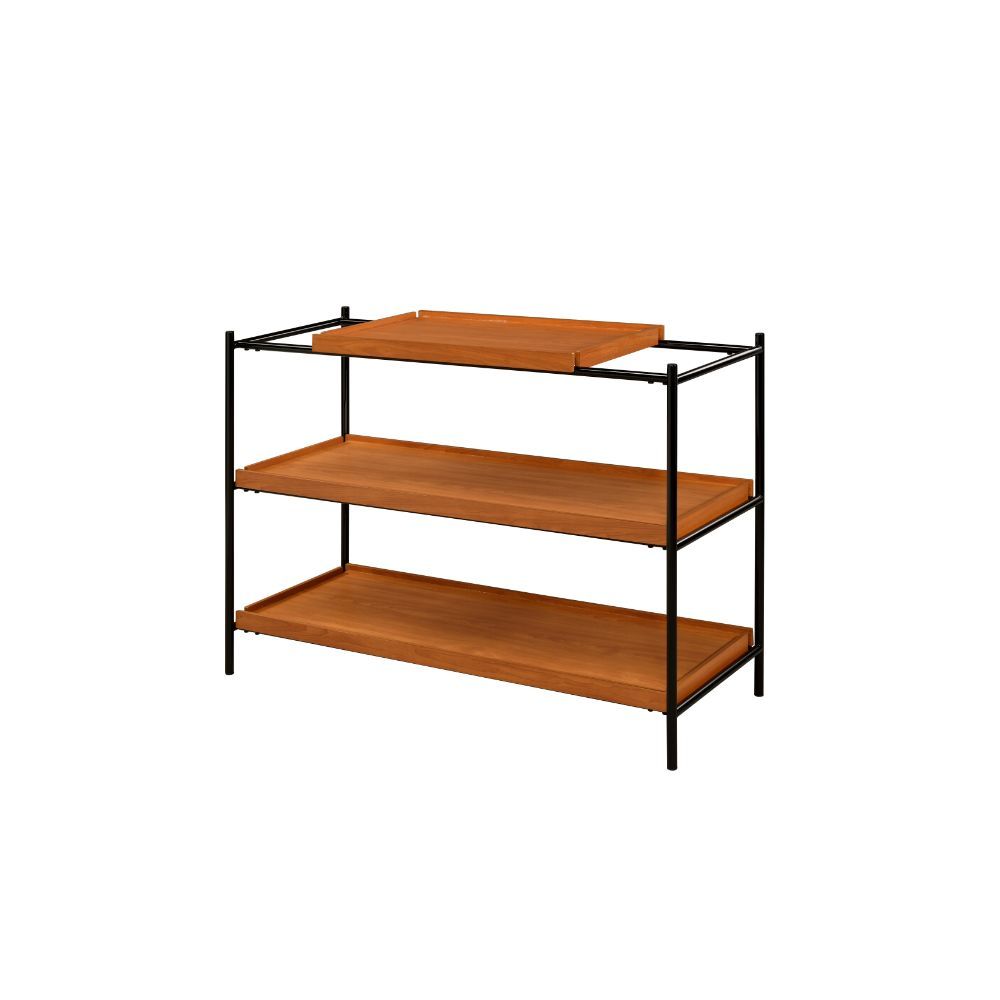 ACME Oaken - Accent Table - Honey Oak & Black | Meri Furniture