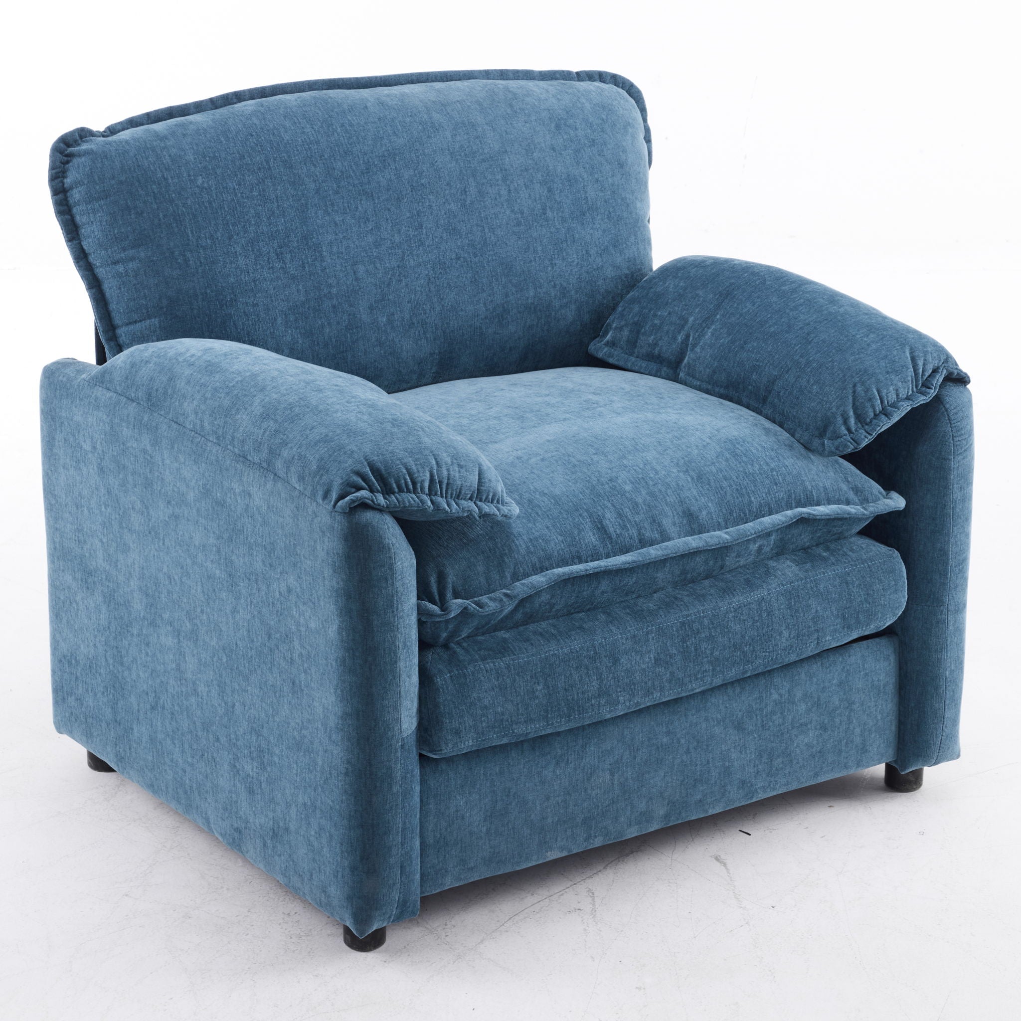 Oversized Reading Armchair With Thick Cushions, High Back Support