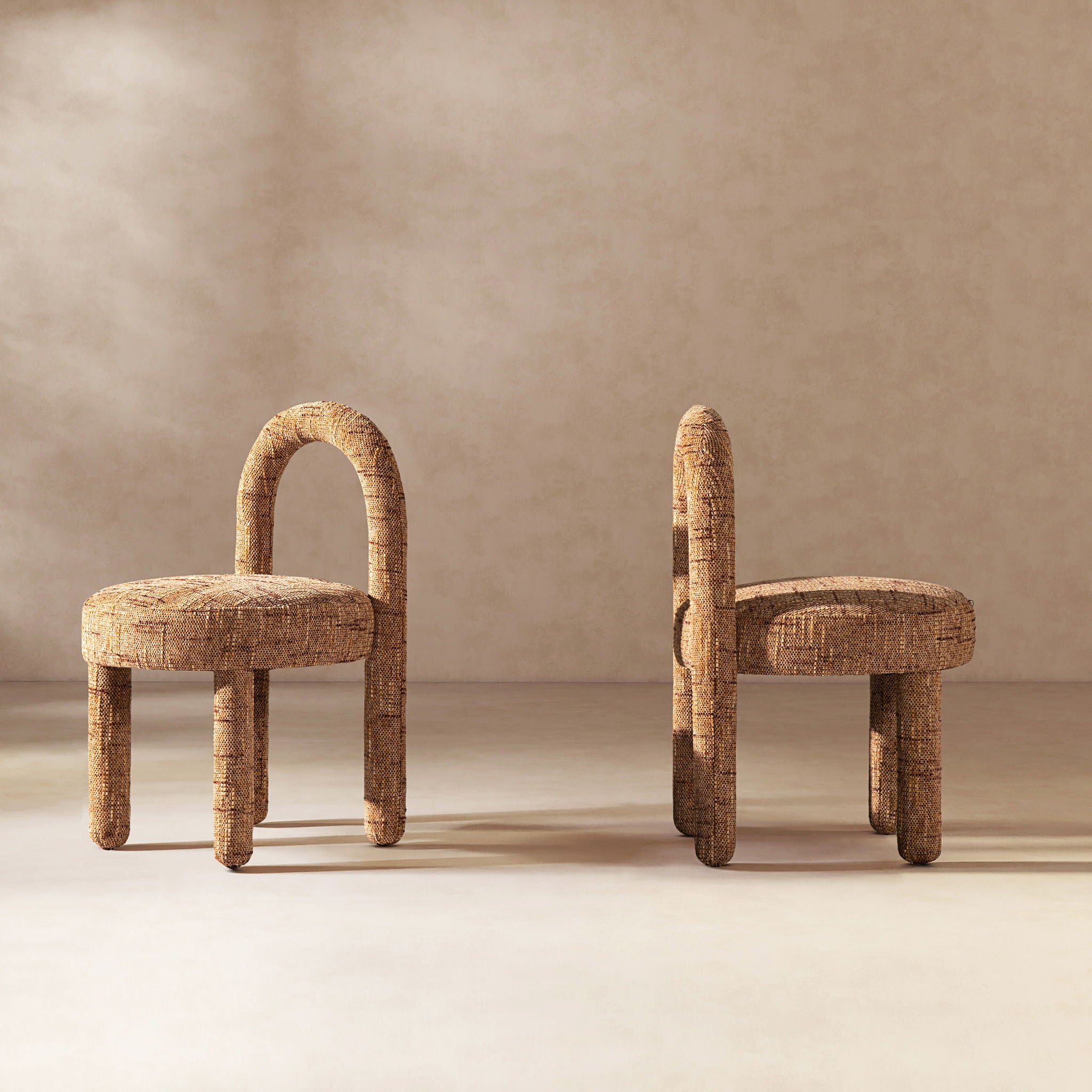 Penny - Round Arched Upholstered Dining Side Chair (Set of 2) - Golden Rust Orange