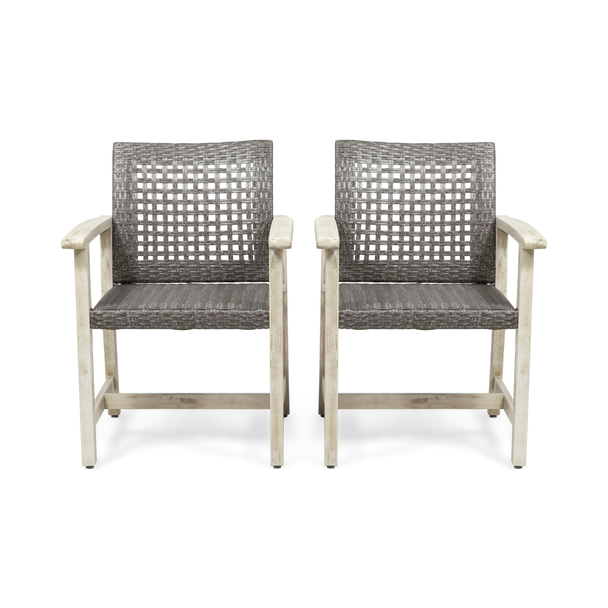 Outdoor Dining Chair Acacia Wood Frame (Set of 2)