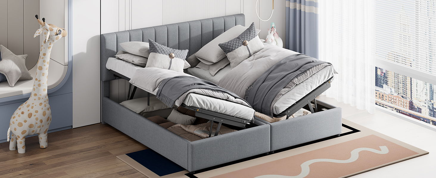 Upholstered Platform Bed With A Hydraulic Storage System