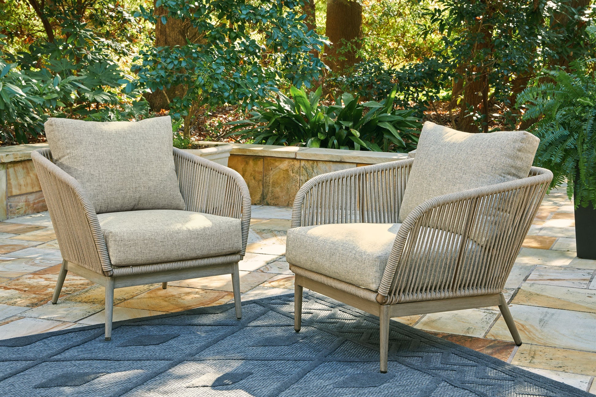 Signature Design by Ashley® Swiss Valley - Beige - Lounge Chair W/Cushion (Set of 2) | Meri Furniture