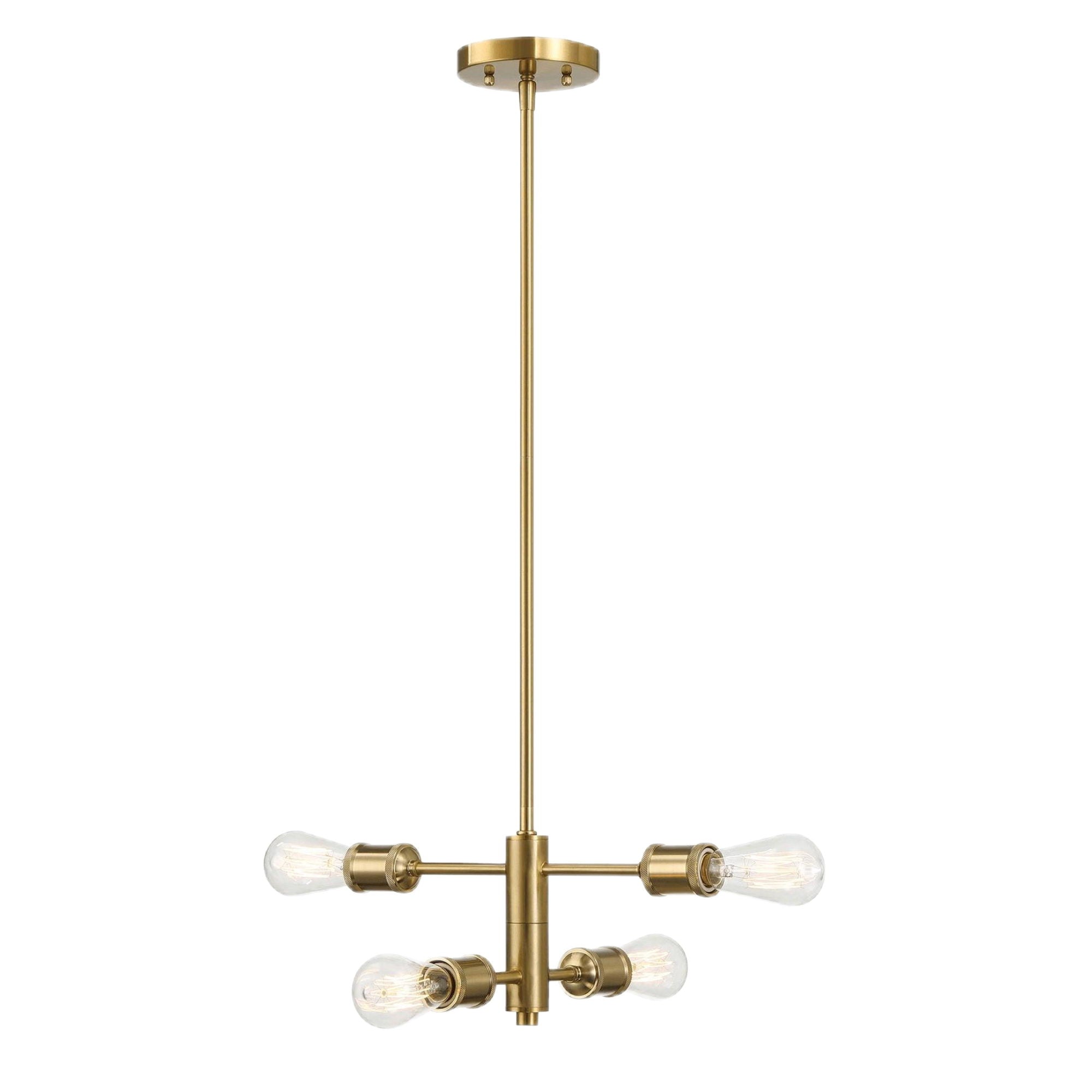 Trellis - 4 Lights Modern Gold Chandelier Vintage Pendant Fixture For Living Room - Clear / Gold