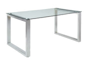 ACME Abraham - Dining Table - Clear Glass & Chrome Finish | Meri Furniture
