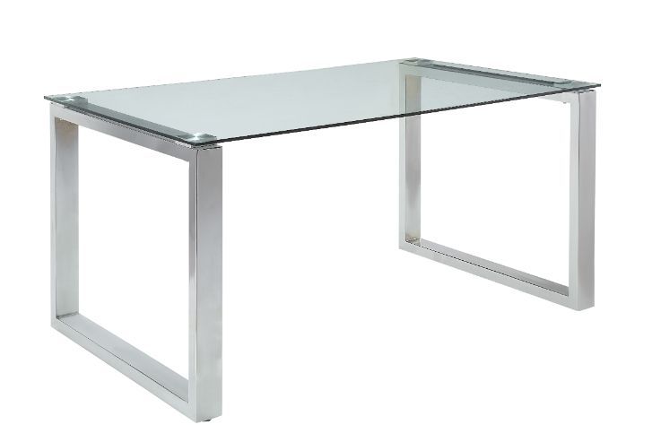 ACME Abraham - Dining Table - Clear Glass & Chrome Finish | Meri Furniture