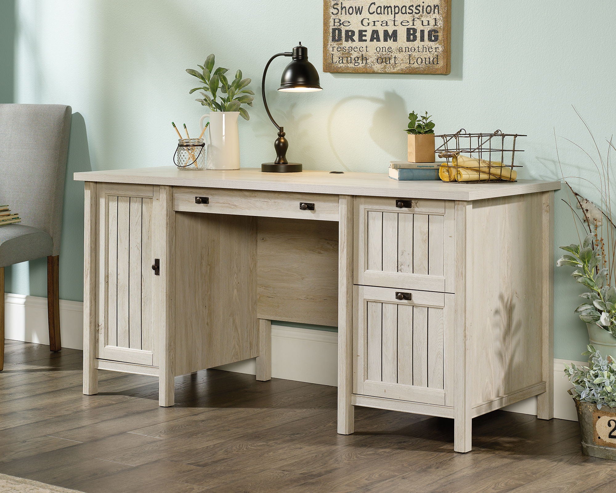 Costa Computer Desk Chalked Chestnut