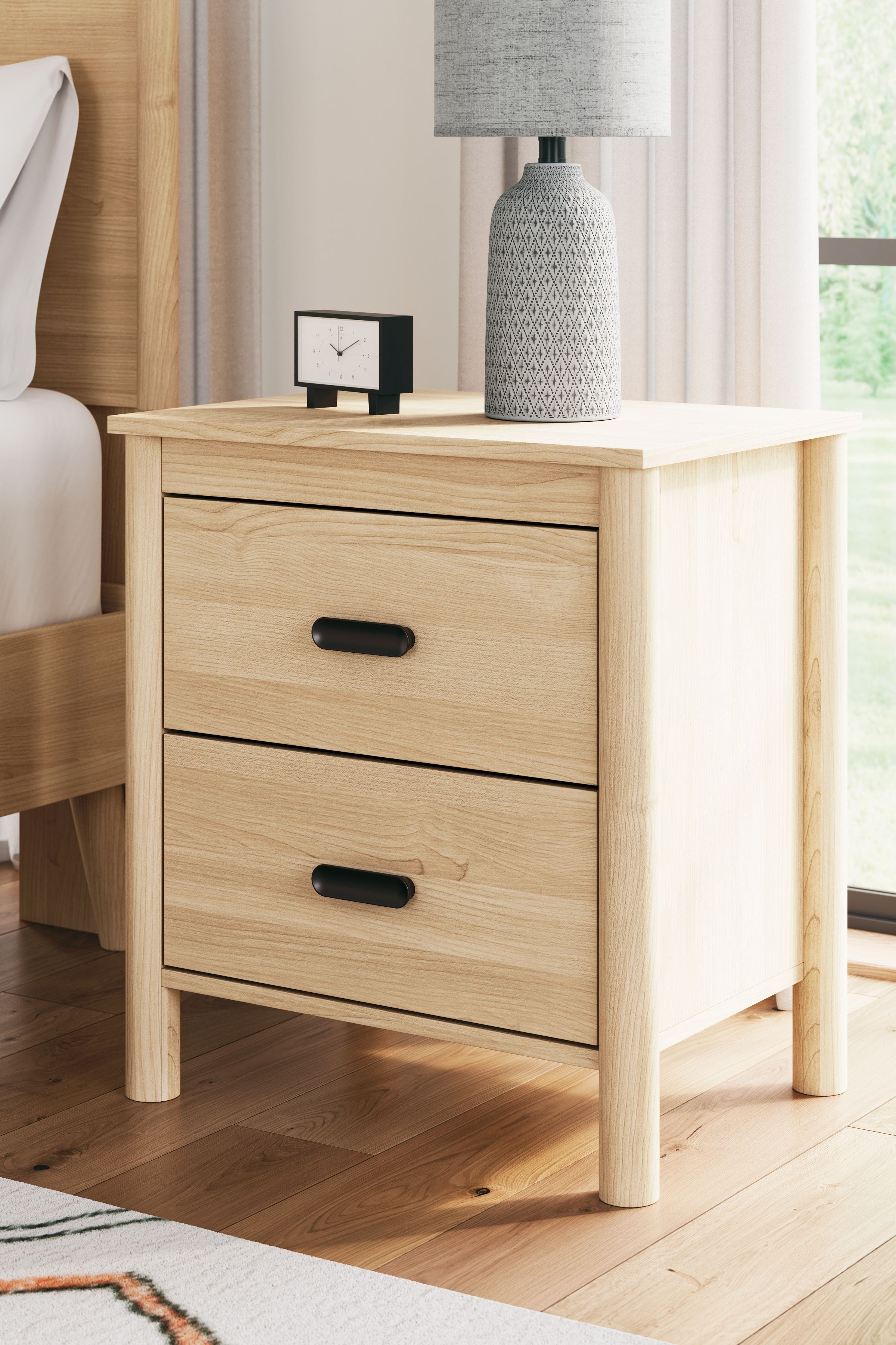 Signature Design by Ashley® Cabinella - Tan - Two Drawer Night Stand | Meri Furniture