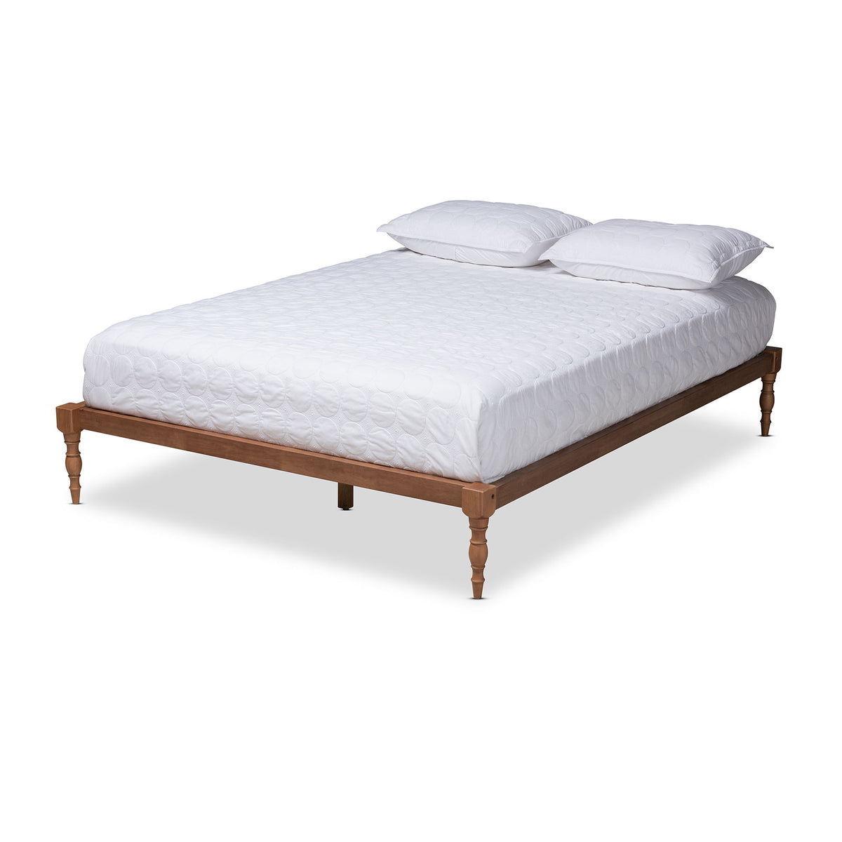 Iseline Modern and Contemporary Walnut Brown Finished Wood Queen Size Platform Bed Frame