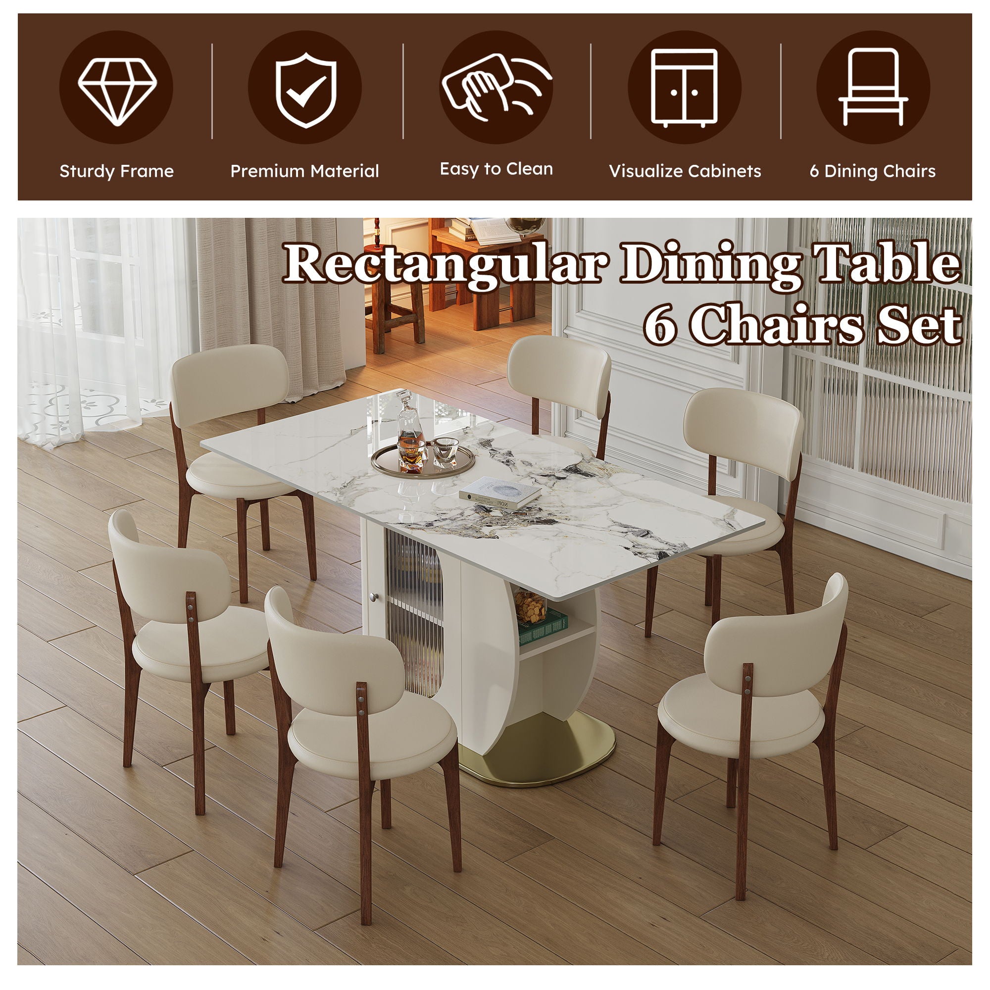 Dining Table Set With Storage, Includes Chairs For Kitchen