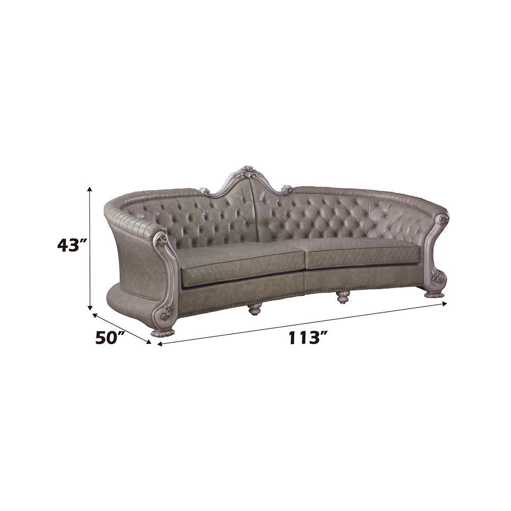 Dresden - 43" Sofa With 5 Pillows - Synthetic Leather & Vintage Bone White