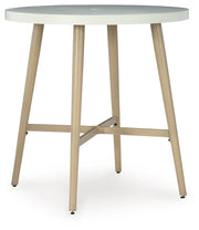 Signature Design by Ashley® Seton Creek - Beige - Round Bar Table With Umbrella Option | Meri Furniture