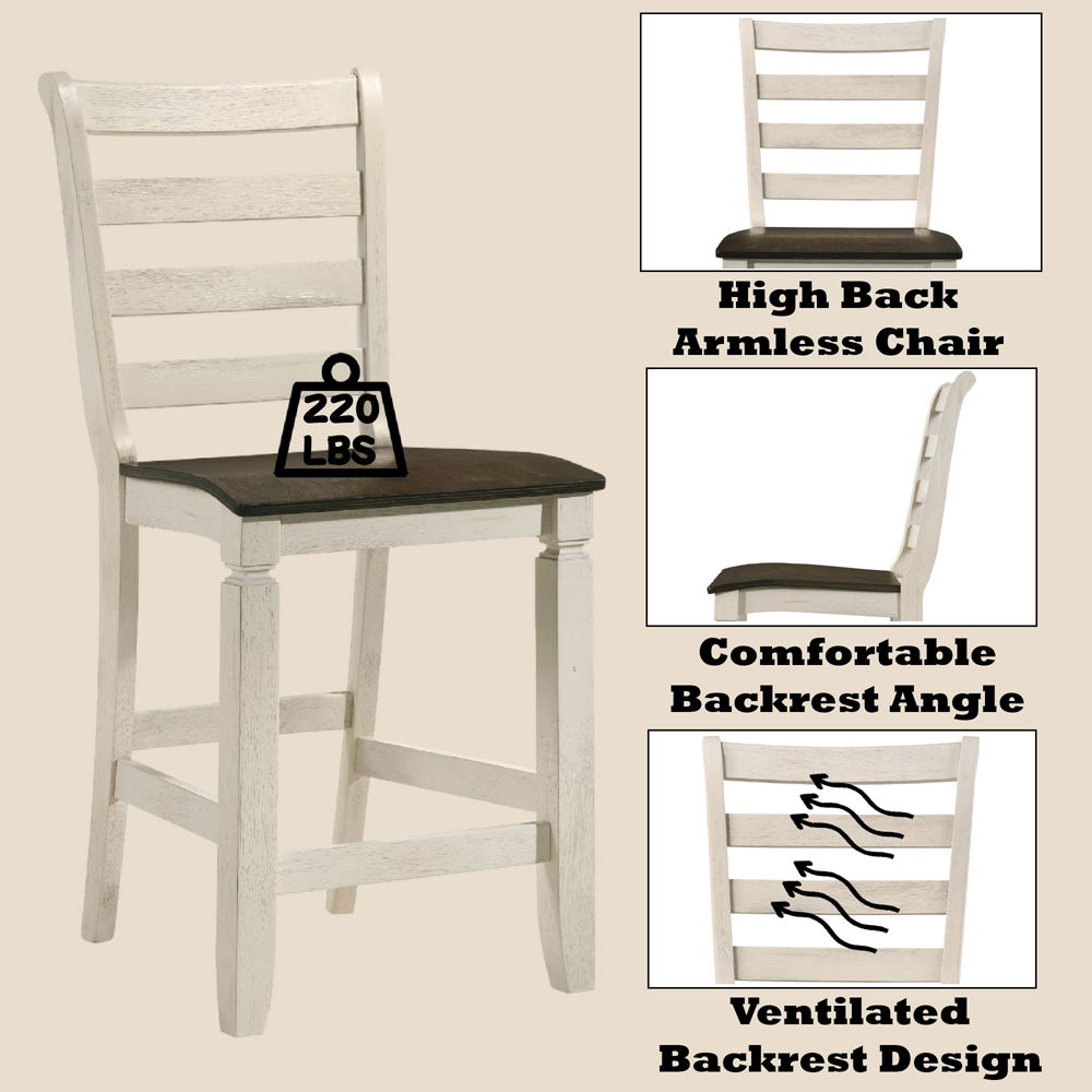 Tasnim - Counter Height Chair Set of 2) - Oak & Antique White
