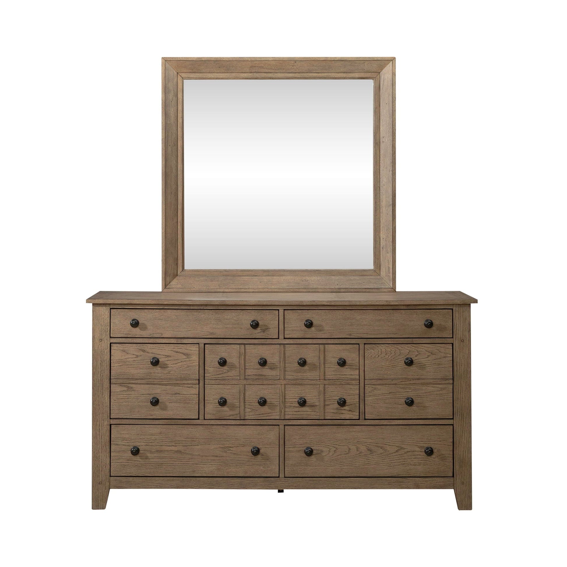 Liberty Furniture Grandpas Cabin - 7 Drawers Dresser & Mirror - Light Brown | Meri Furniture