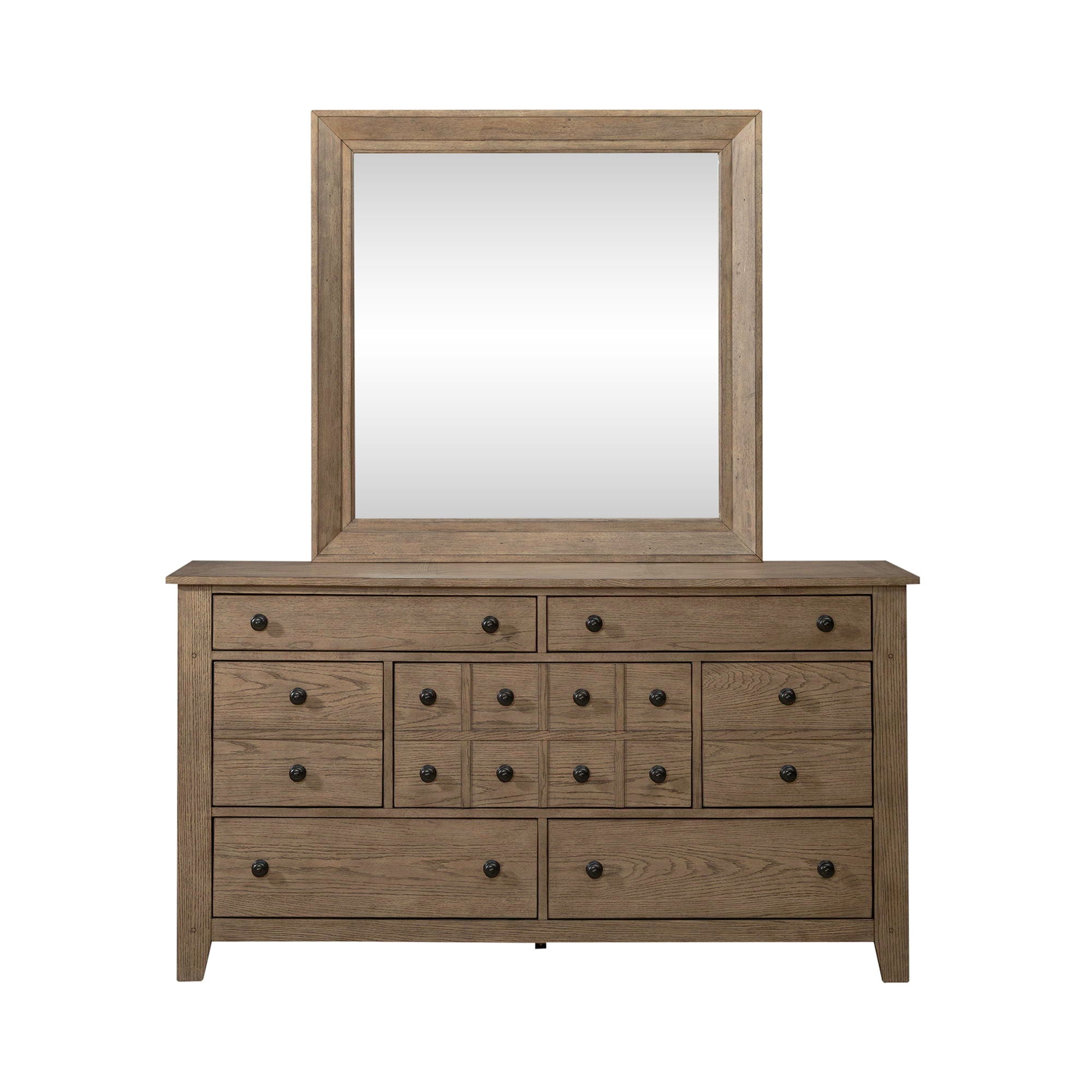 Liberty Furniture Grandpas Cabin - 7 Drawers Dresser & Mirror - Light Brown | Meri Furniture