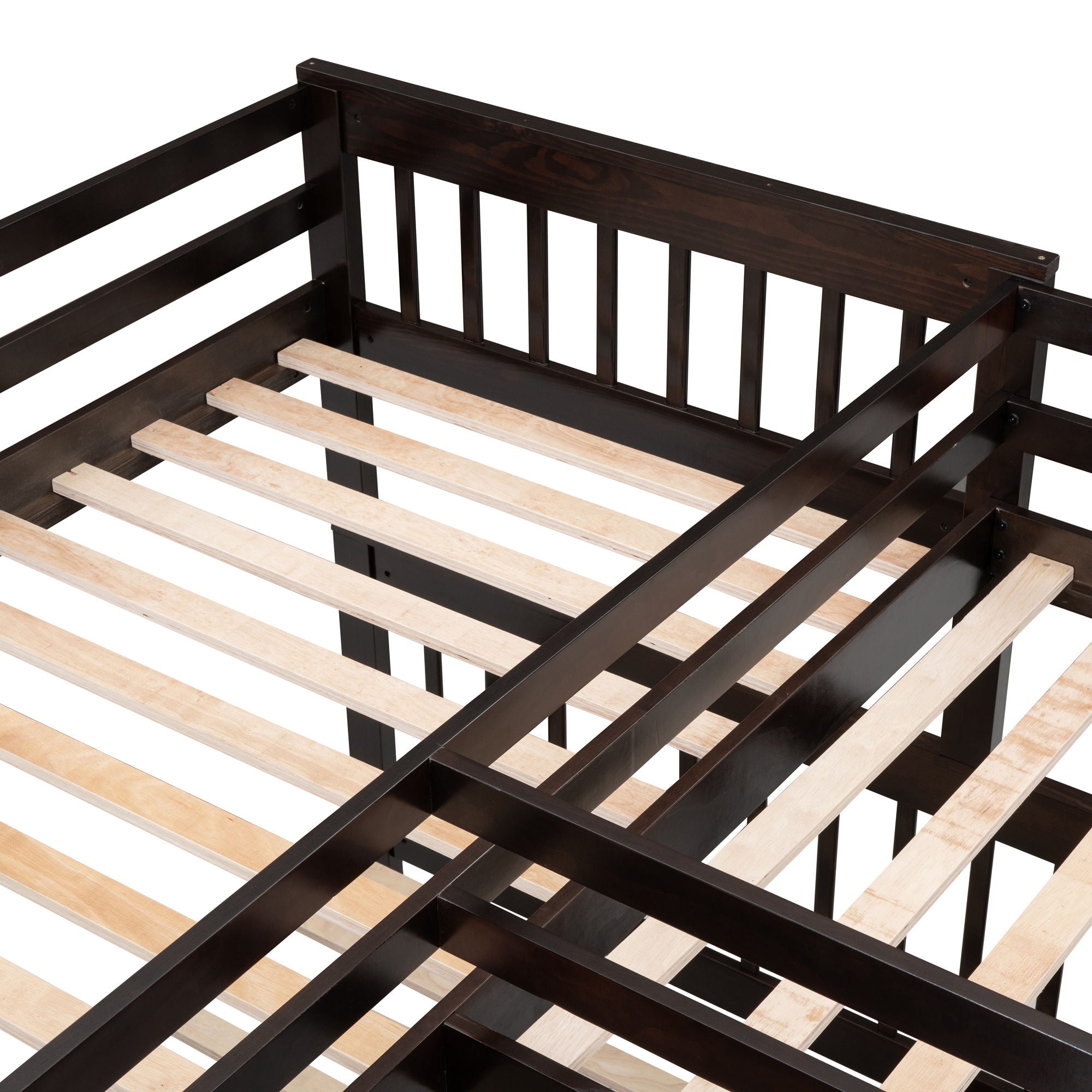 L Shaped Bunk Bed With 3 Drawers, Portable Desk And Wardrobe