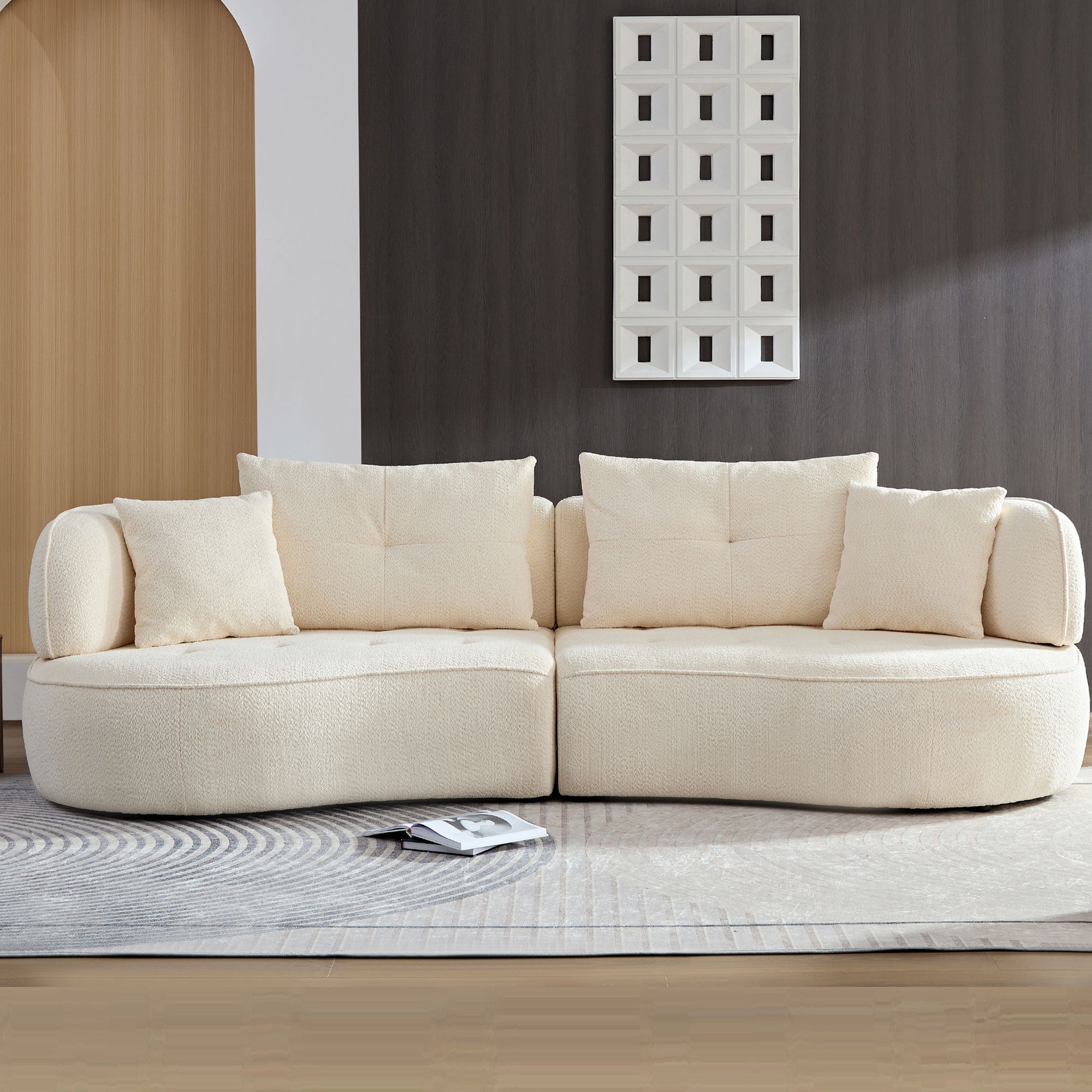Modular Sofa, Durable Fabric, Solid Wood Frame, High Density Sponge Padding, Seating For 4