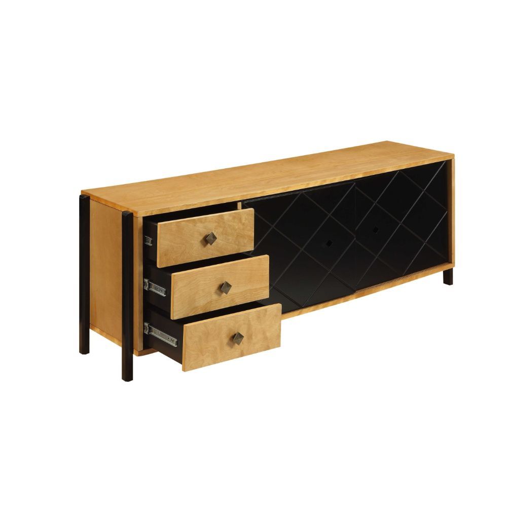 ACME Honna - TV Stand - Natural & Black | Meri Furniture