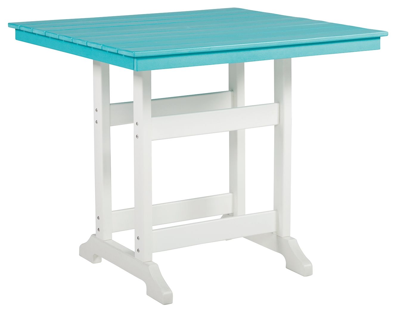 Signature Design by Ashley® Eisely - Turquoise / White - Square Counter Tbl W/Umb Opt | Meri Furniture