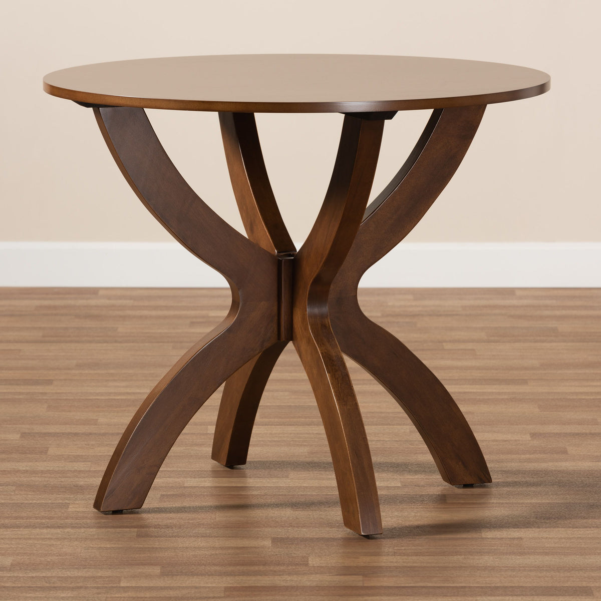 Tilde Modern and Contemporary Walnut Brown Finished 35-Inch-Wide Round Wood Dining Table